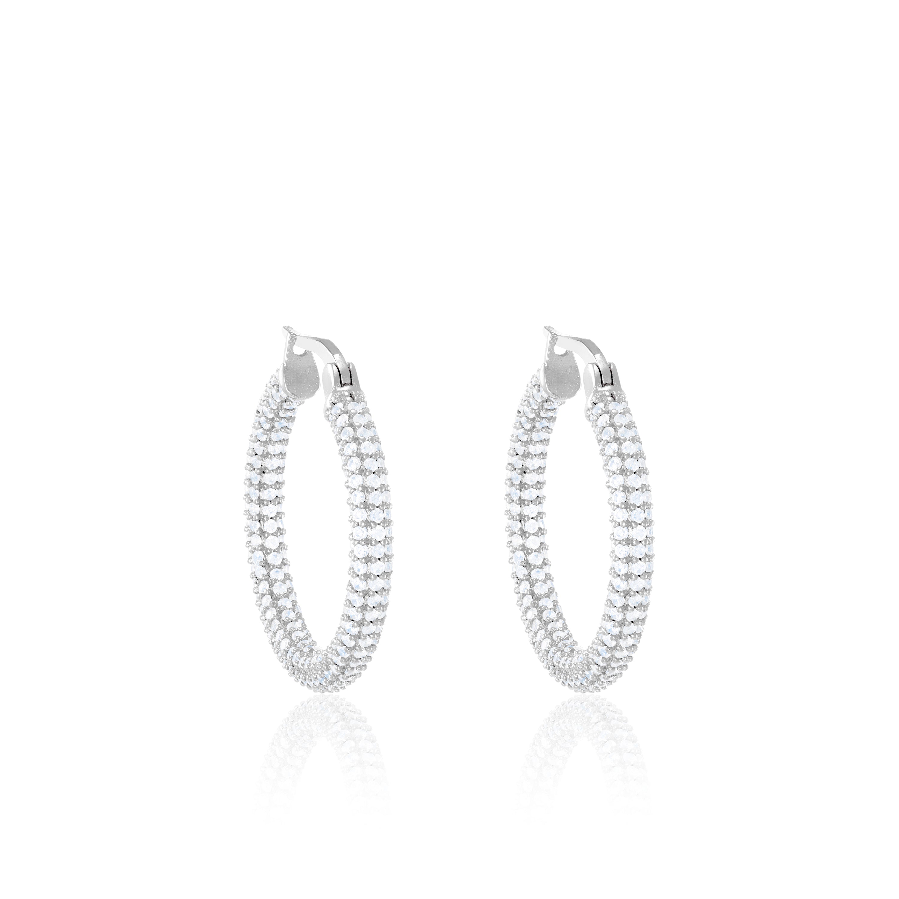 Full Pave CZ Eternity Hoop Earrings