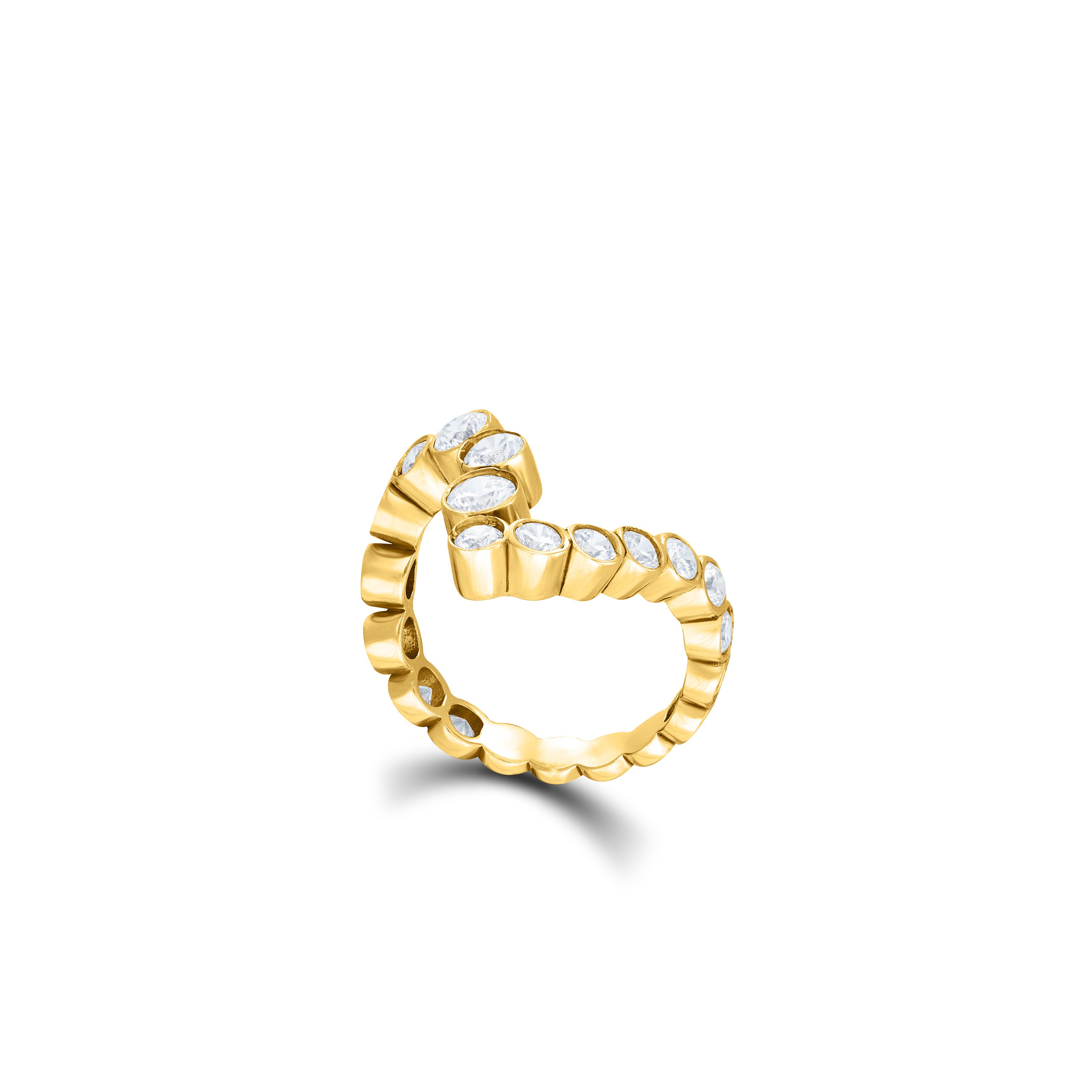 Graduated CZ Bezel Band Ring - Gold White