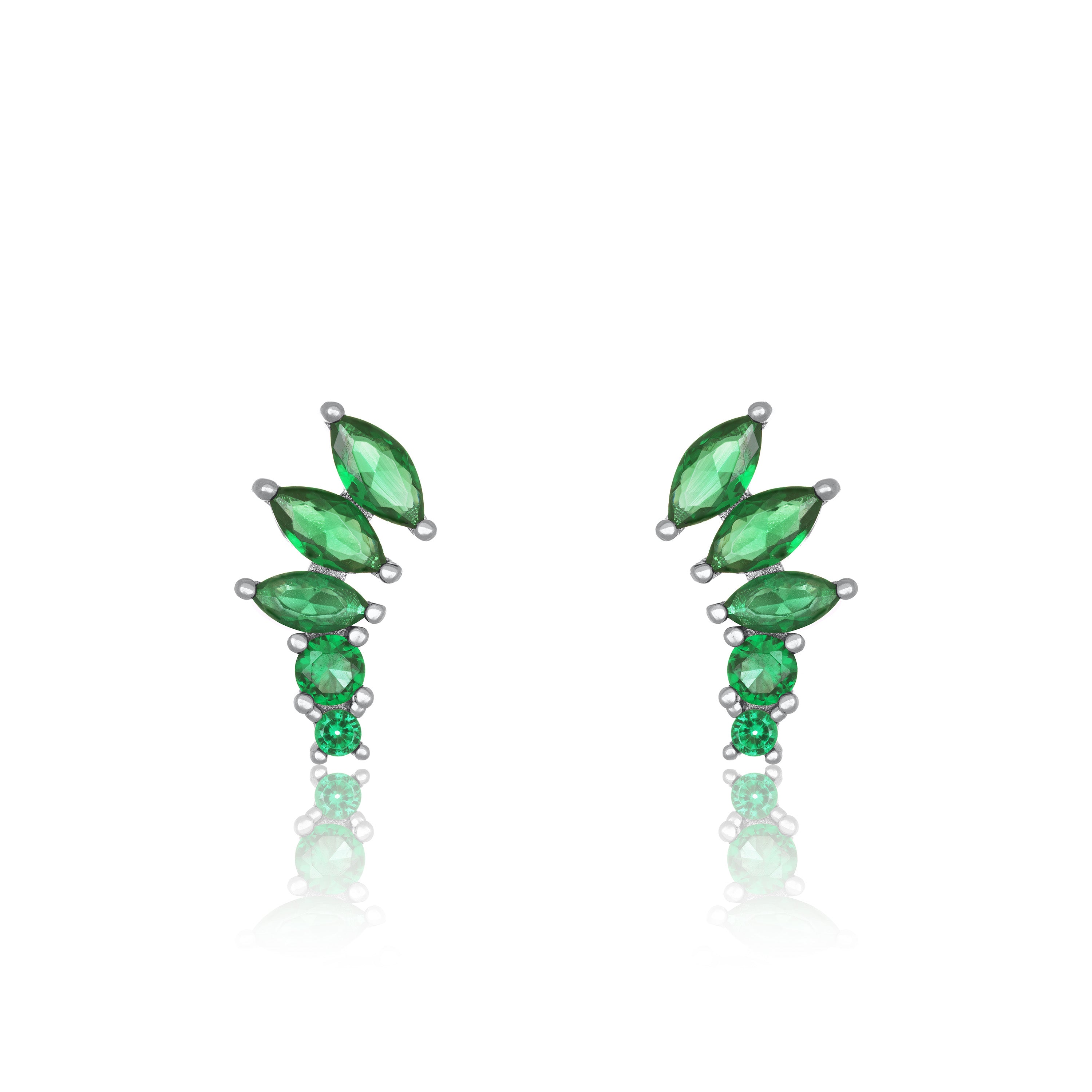 Graduated Marquise Shape Curved Stud Earring
