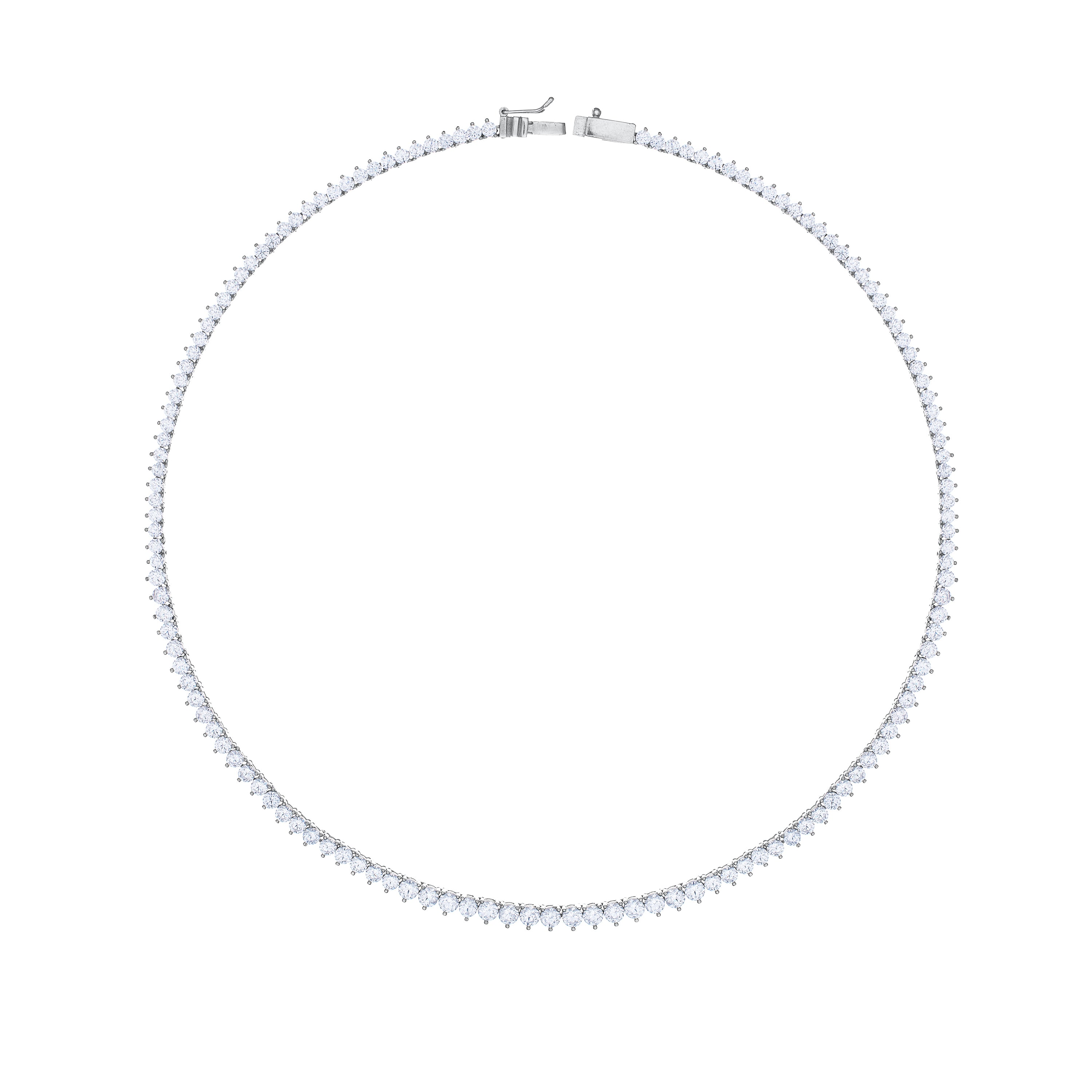 Graduated Round Cut Tennis Necklace With Box Clasp