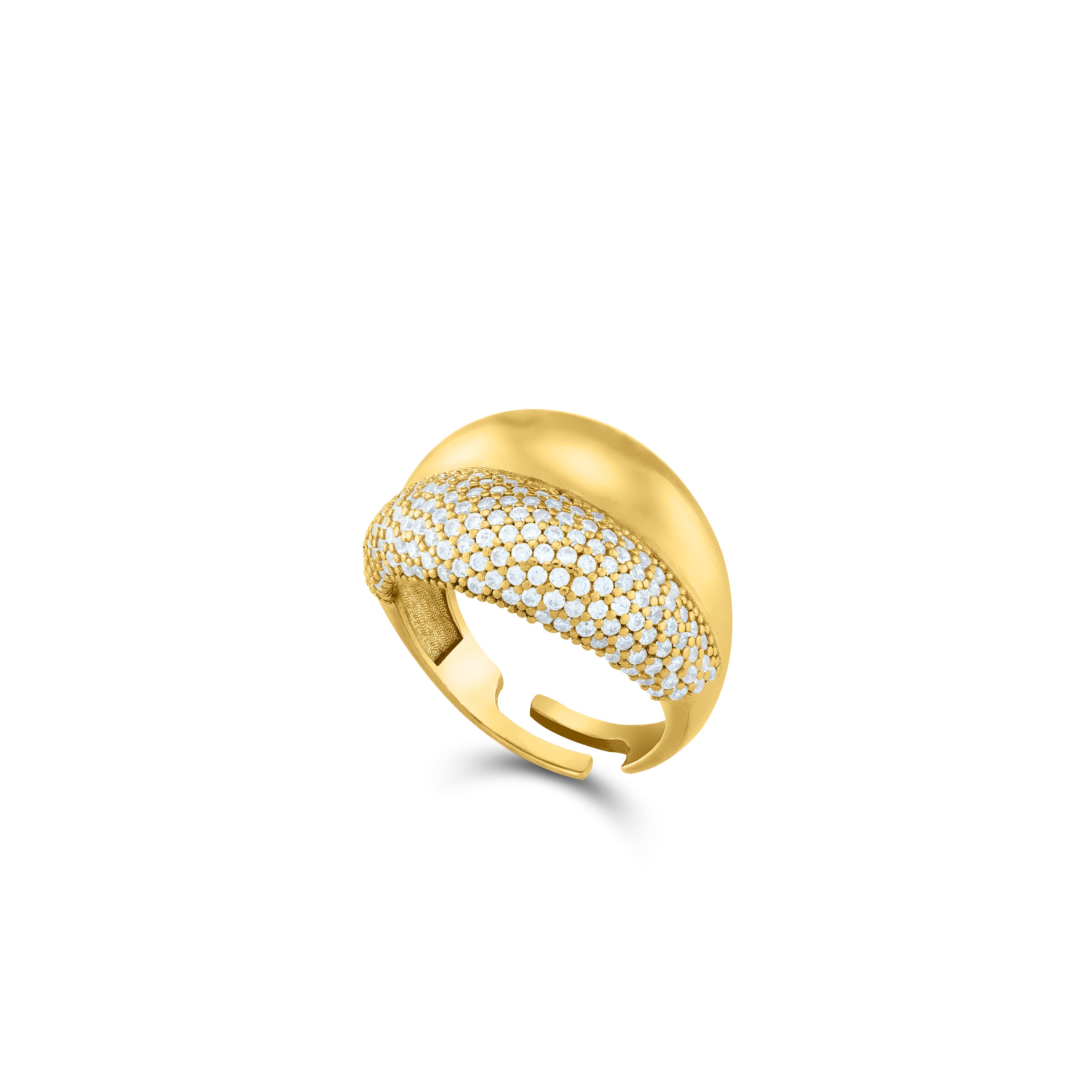 Half CZ Dome Pave Statement Ring