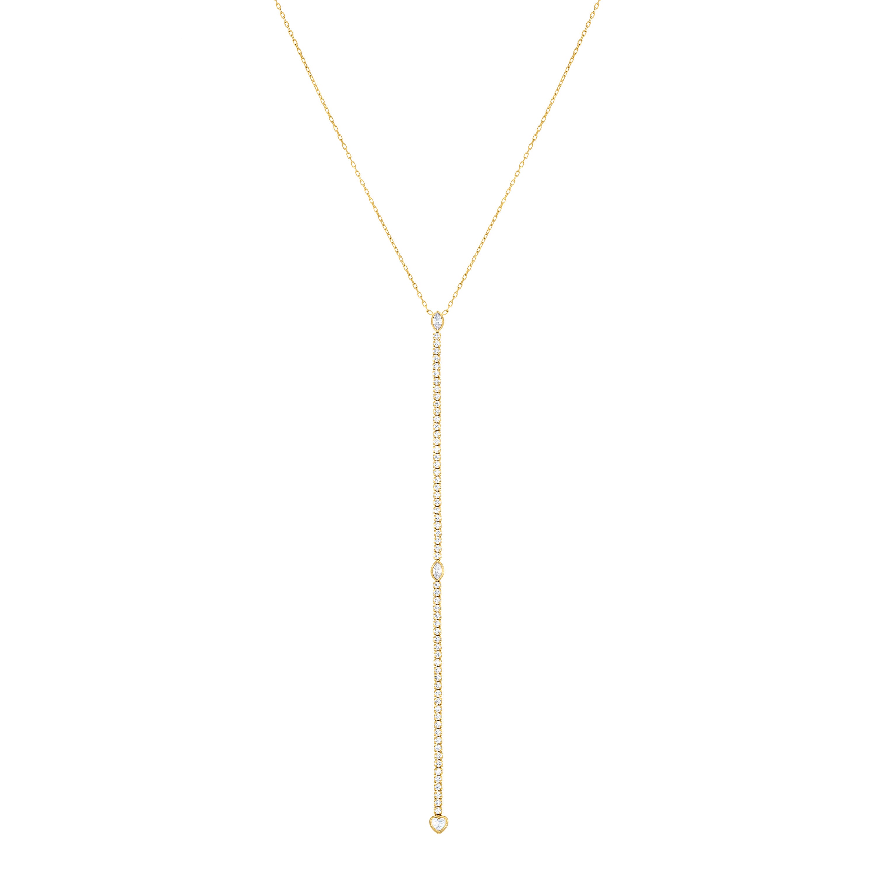Half Tennis Marquise And Heart Cz Lariat Choker