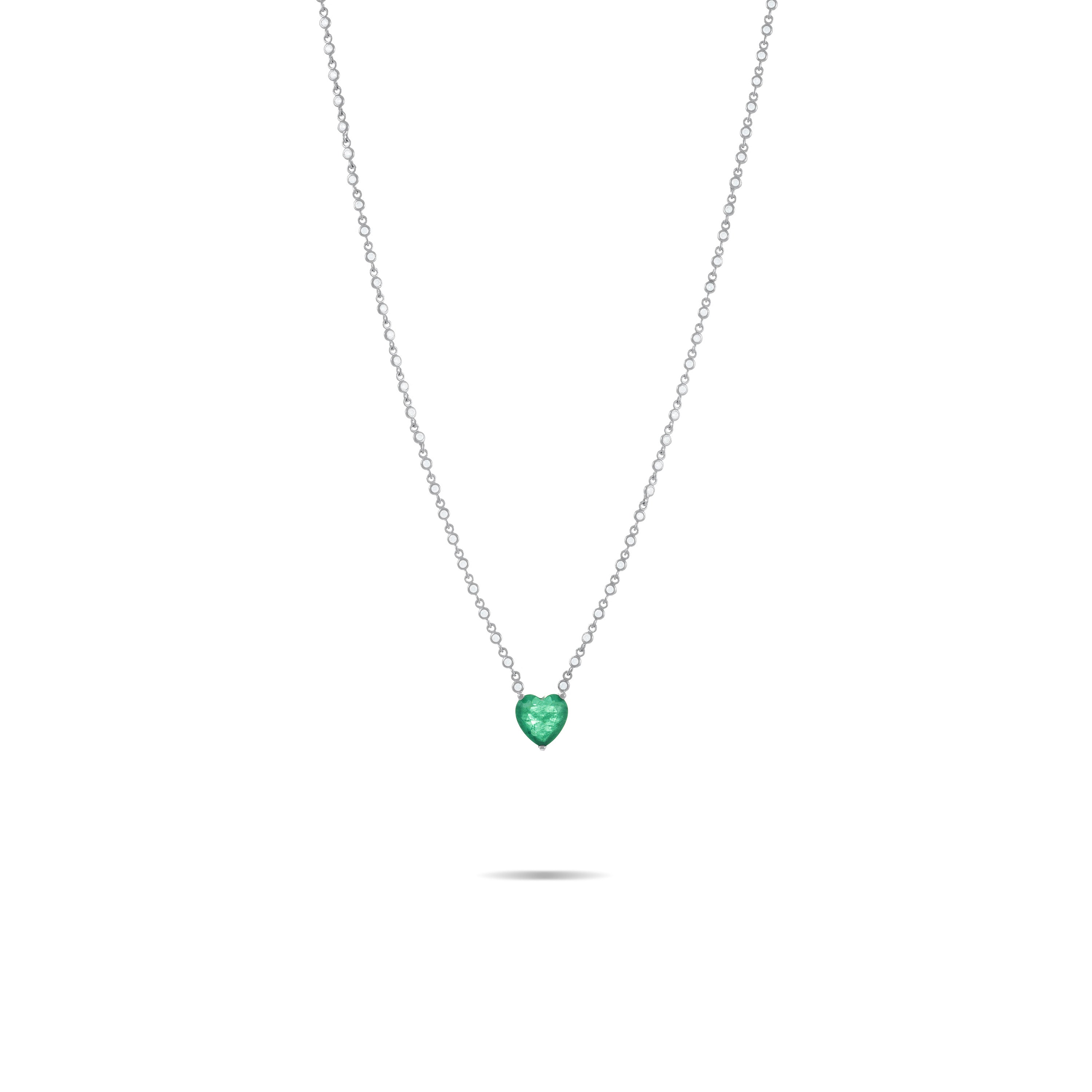 Heart Whit Mini Bezel Chain Necklace
