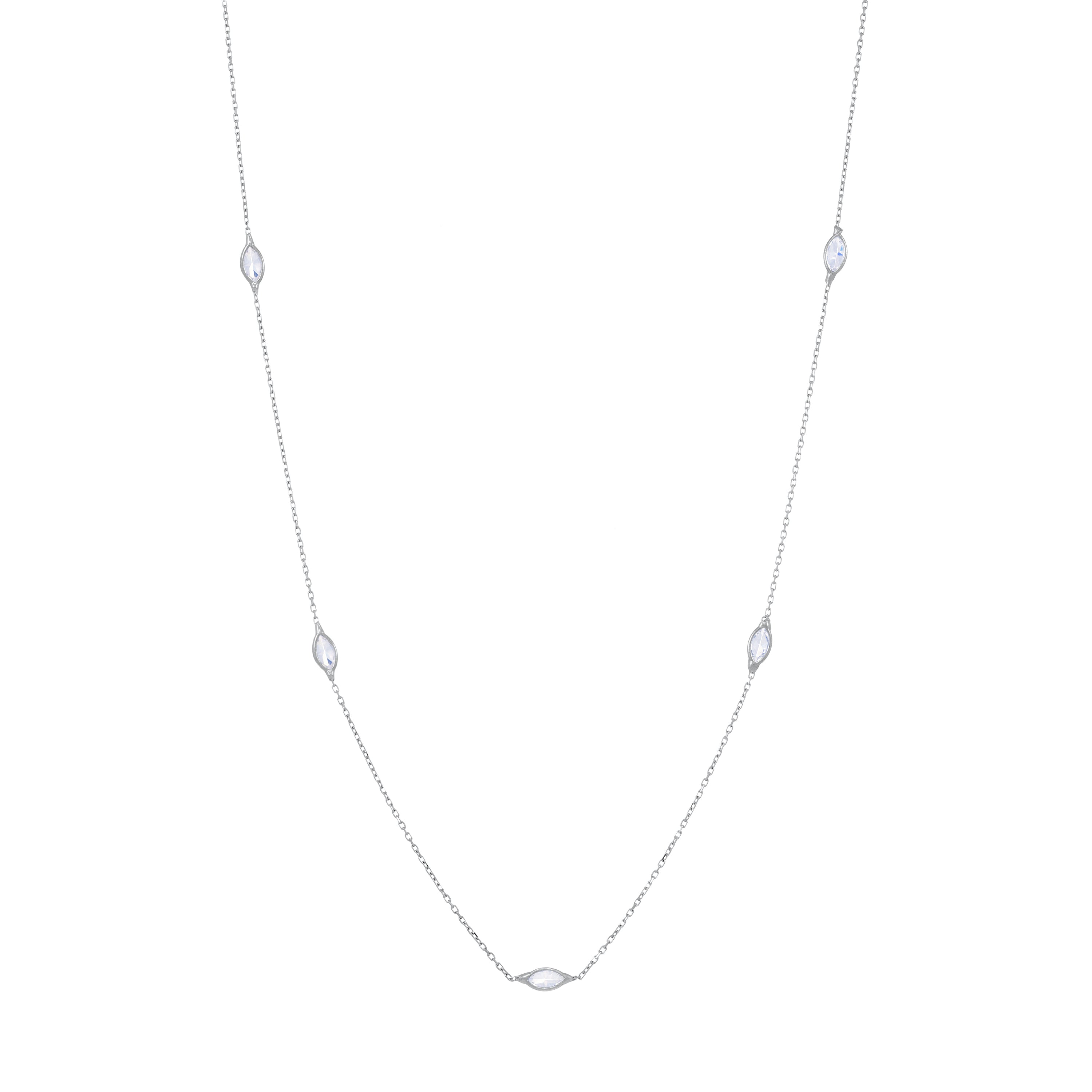 Marquise Bezel Long Chain Necklace