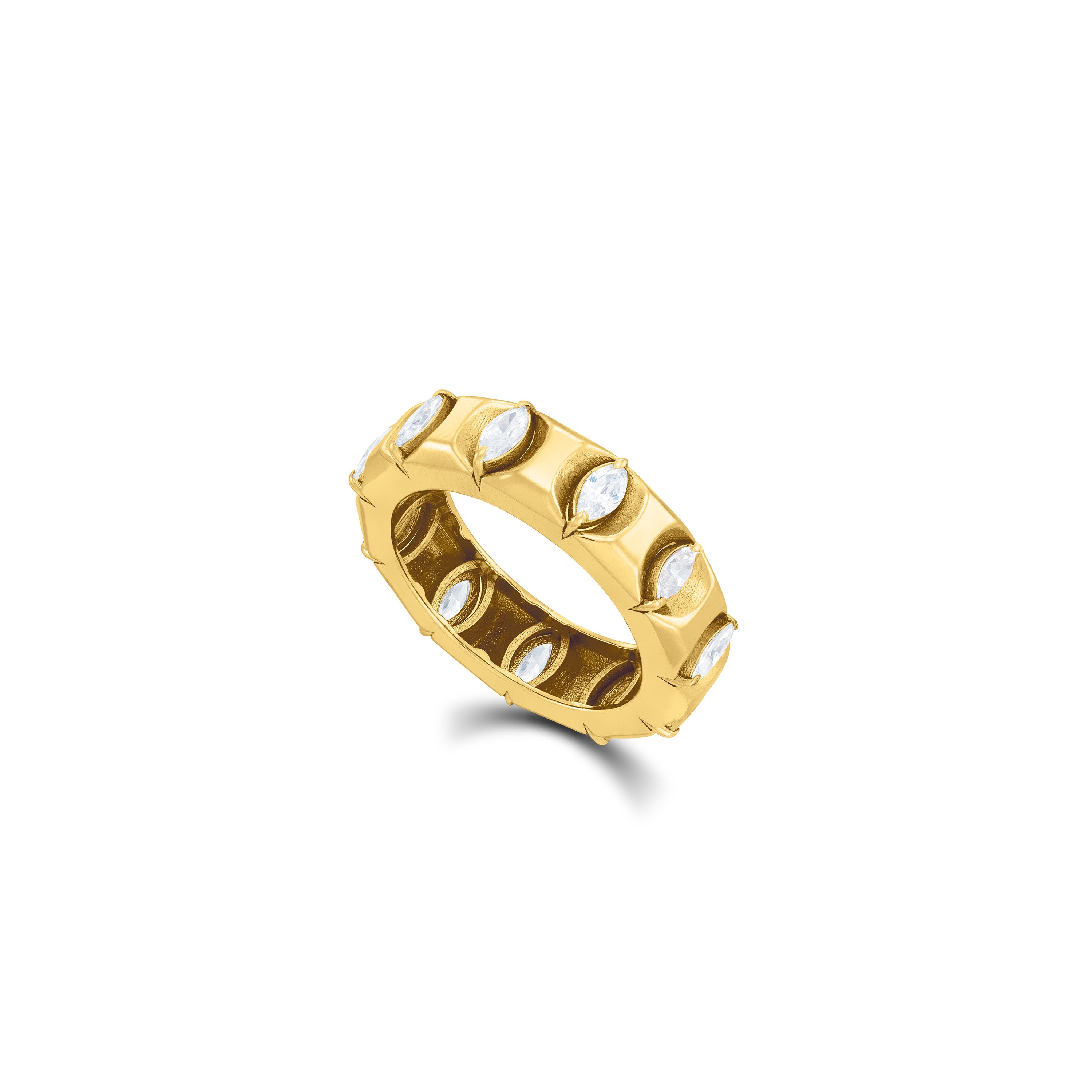 Marquise Cut Cubic Zirconia Band Ring - Gold White