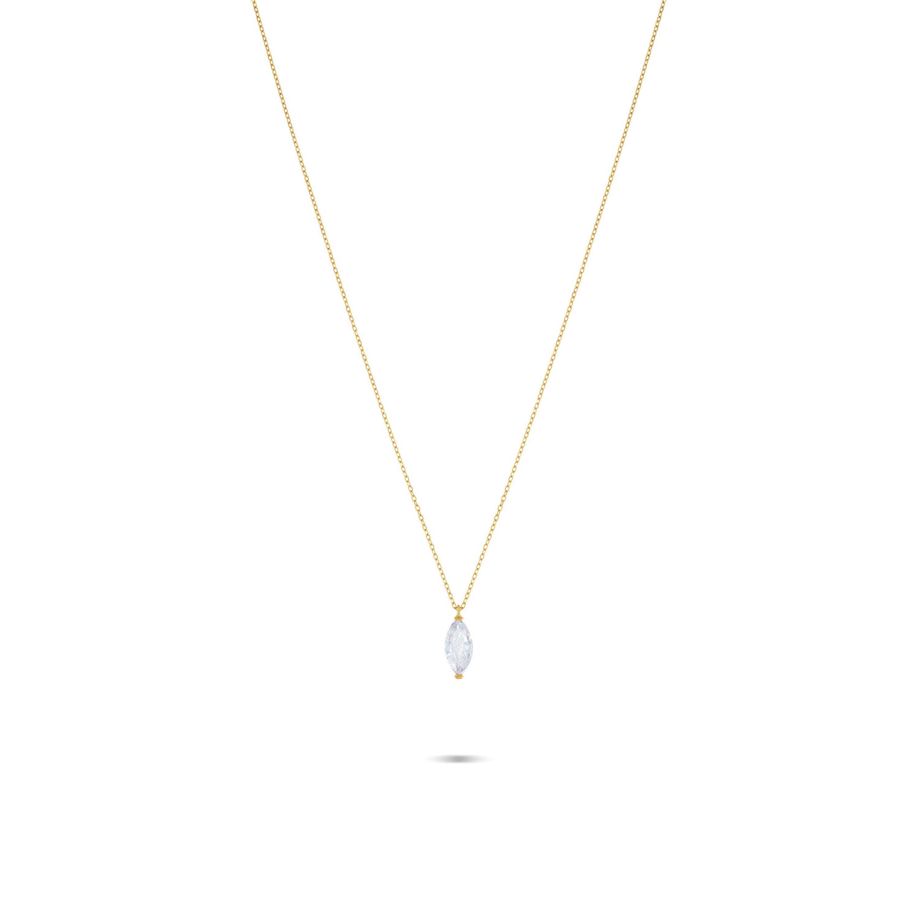 Marquise Pendant Chain Choker - Gold White