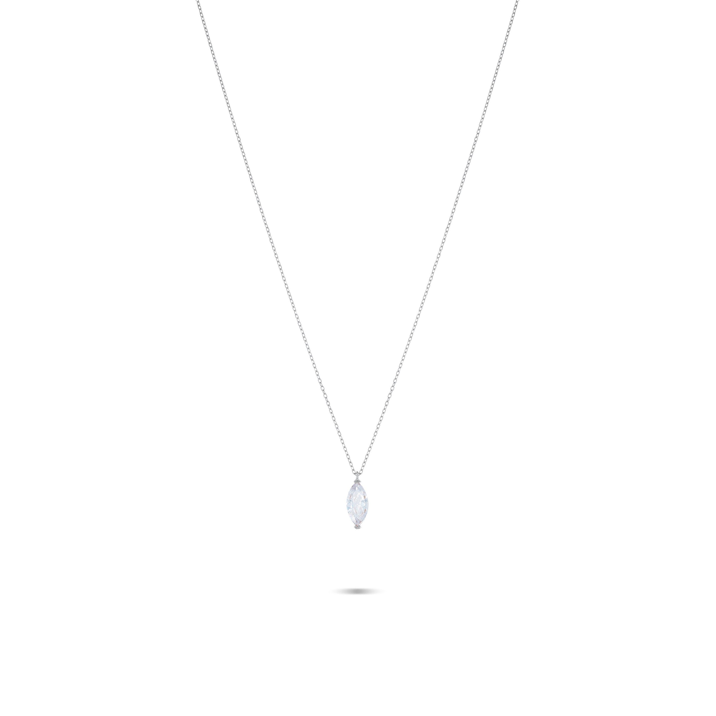 Marquise Pendant Chain Choker - Silver White