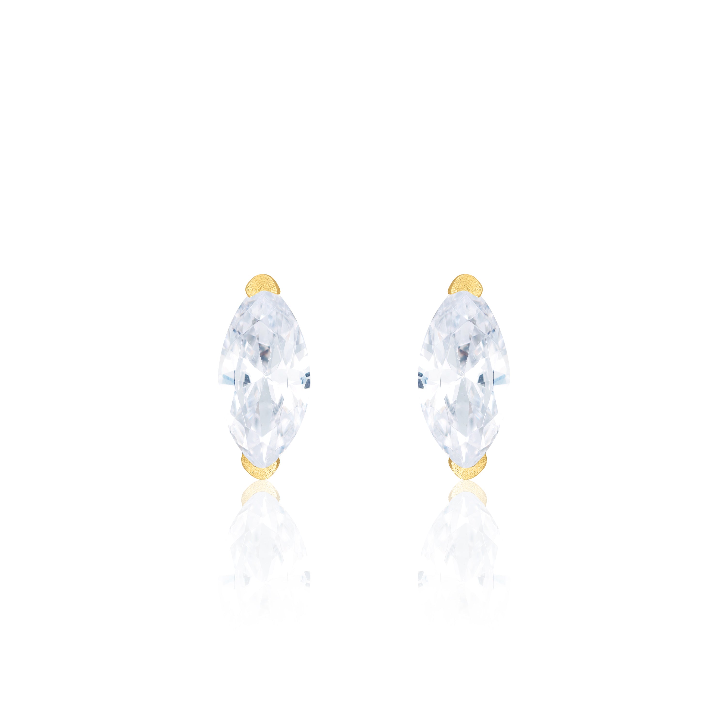 Marquise Stud Earrings - Gold White