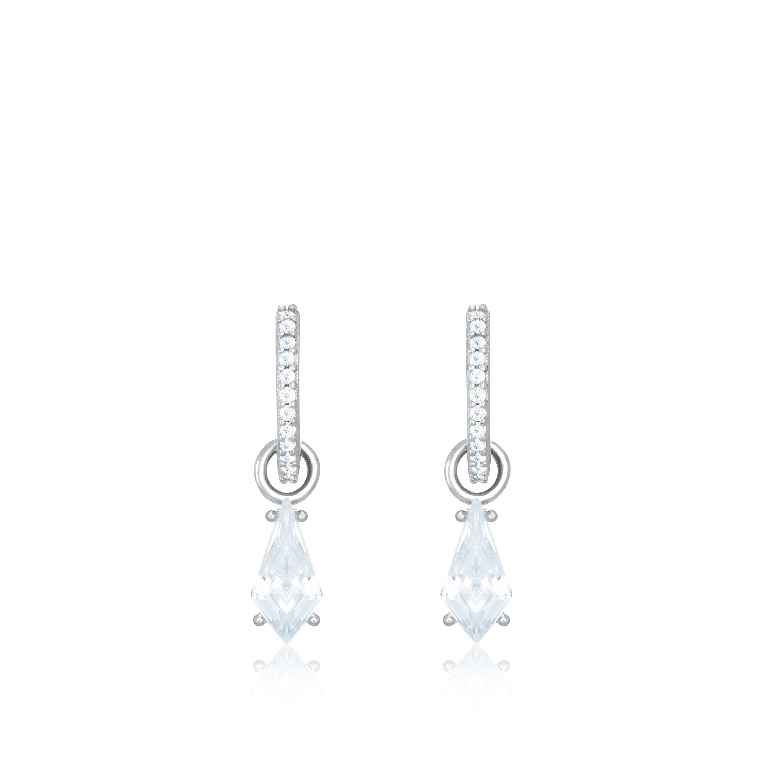 Mini Shape Cubic Zirconia Hoop Earrings - Kite