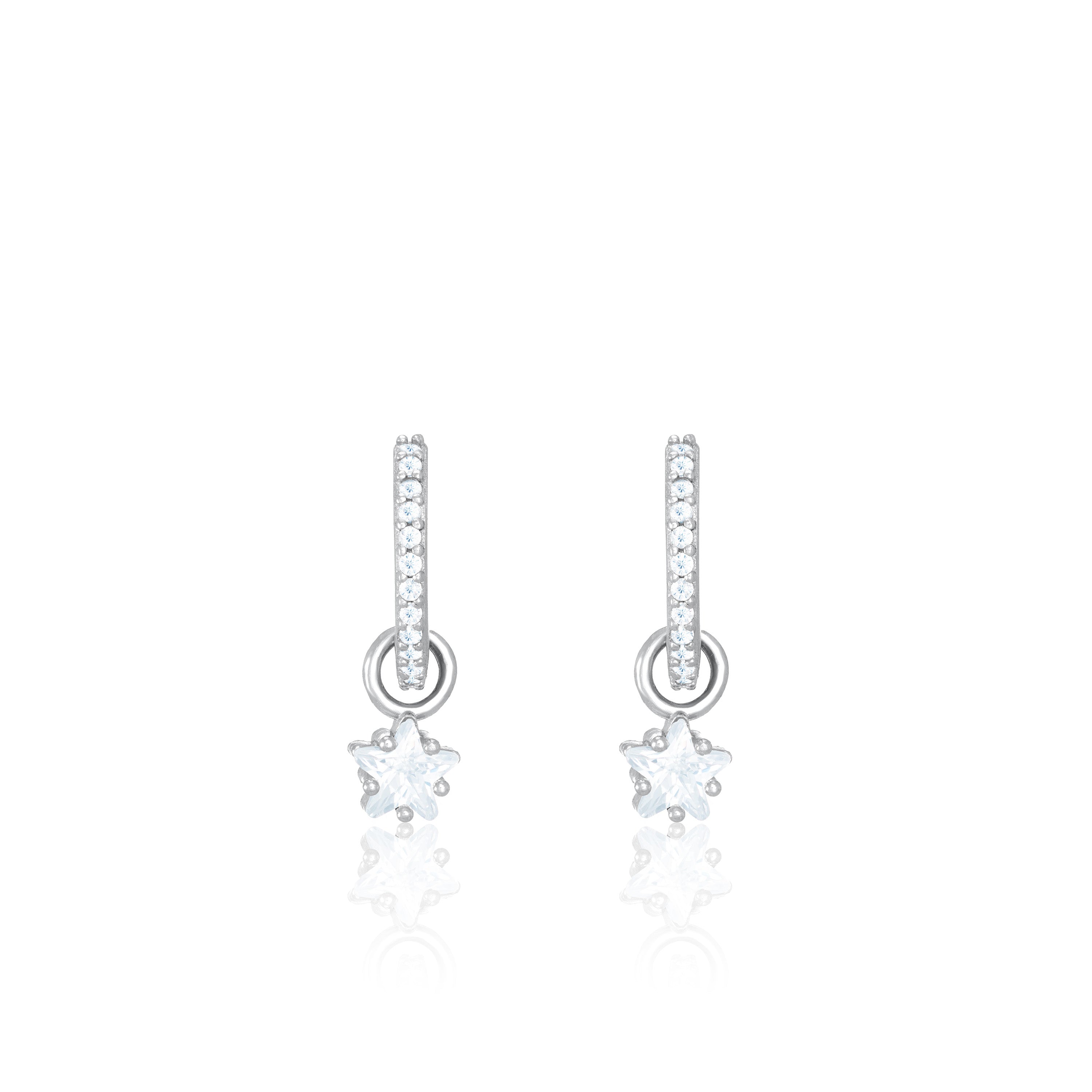 Mini Shape Cubic Zirconia Hoop Earrings - Star