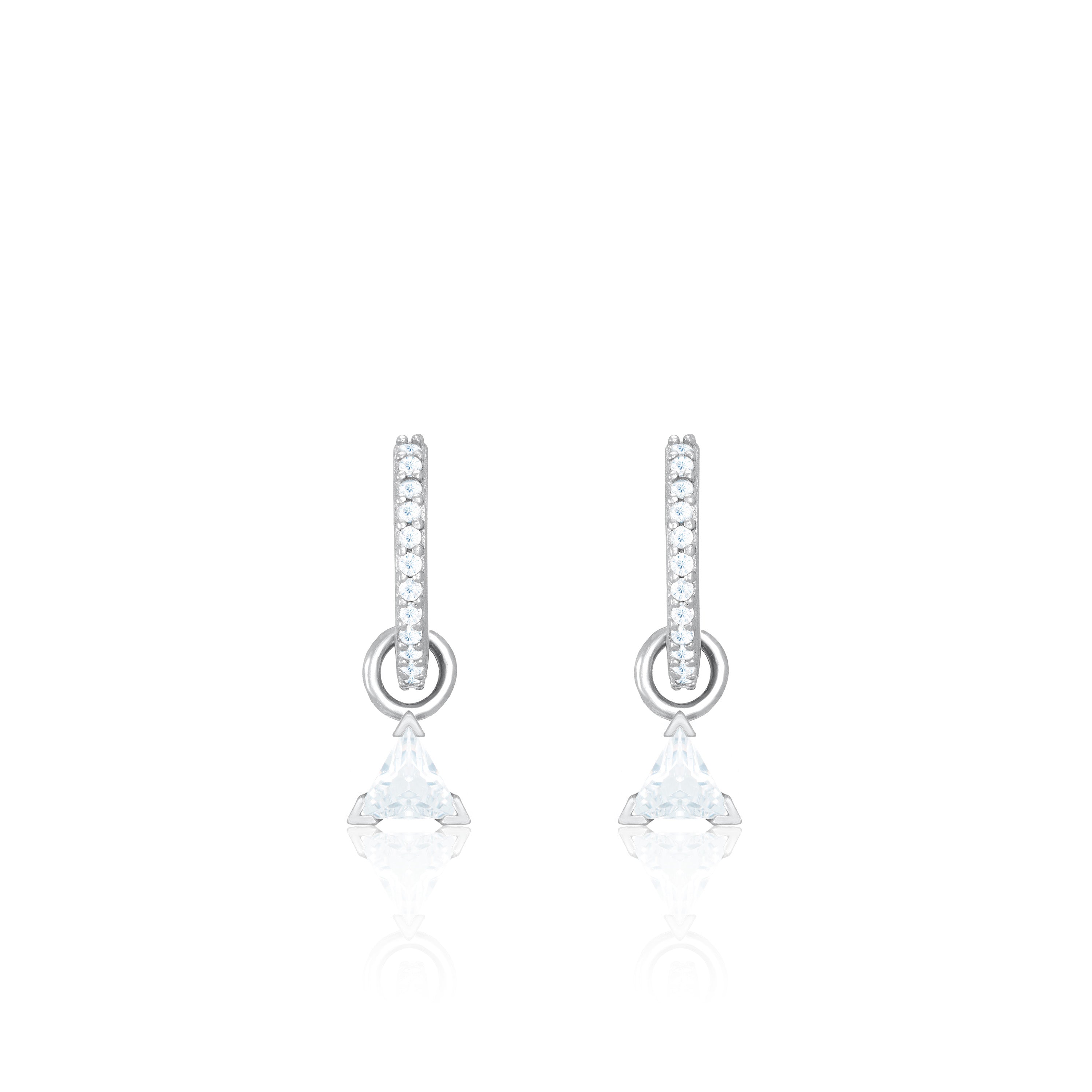 Mini Shape Cubic Zirconia Hoop Earrings - Triangle