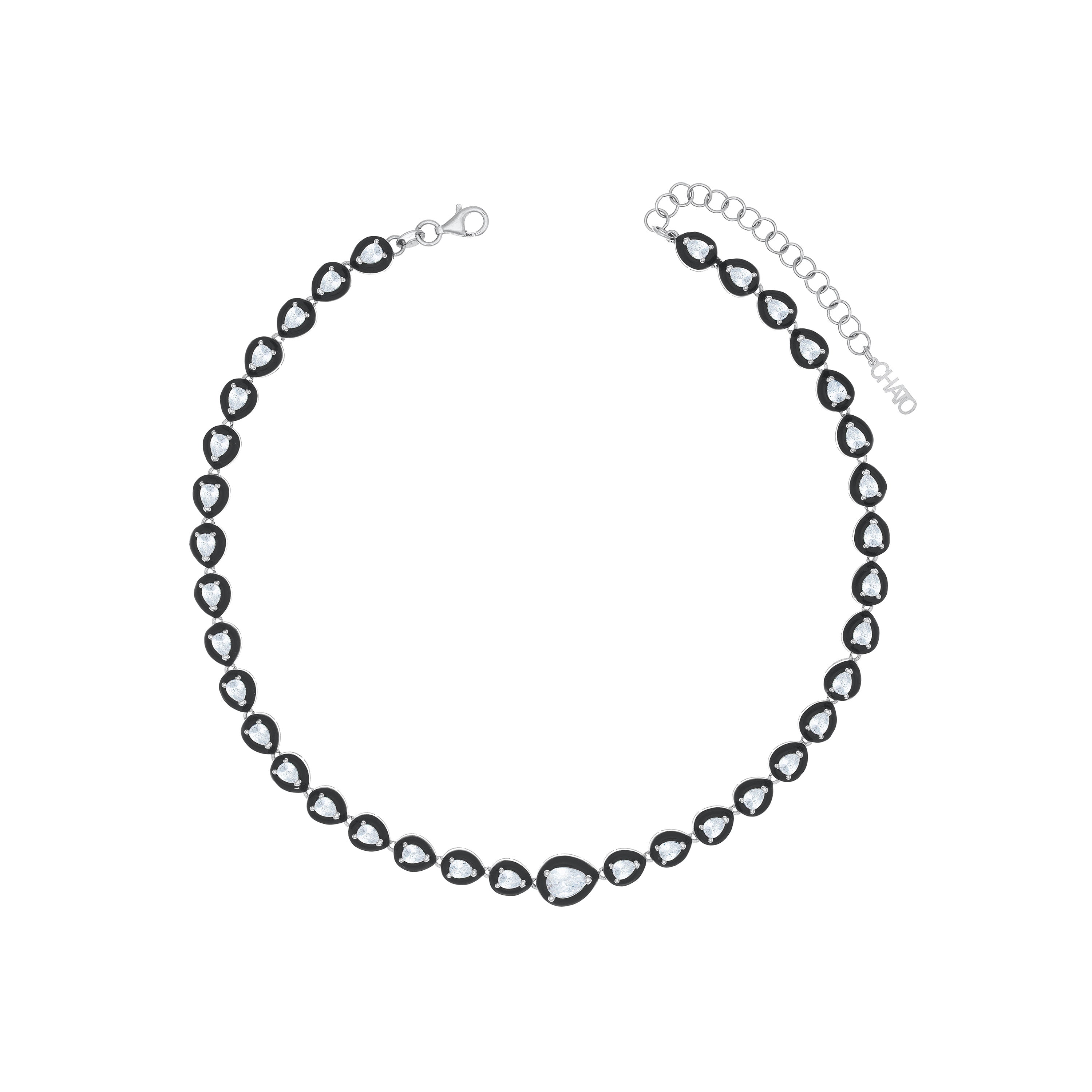 One Big Teardrop Enamel Frame With Extension Choker