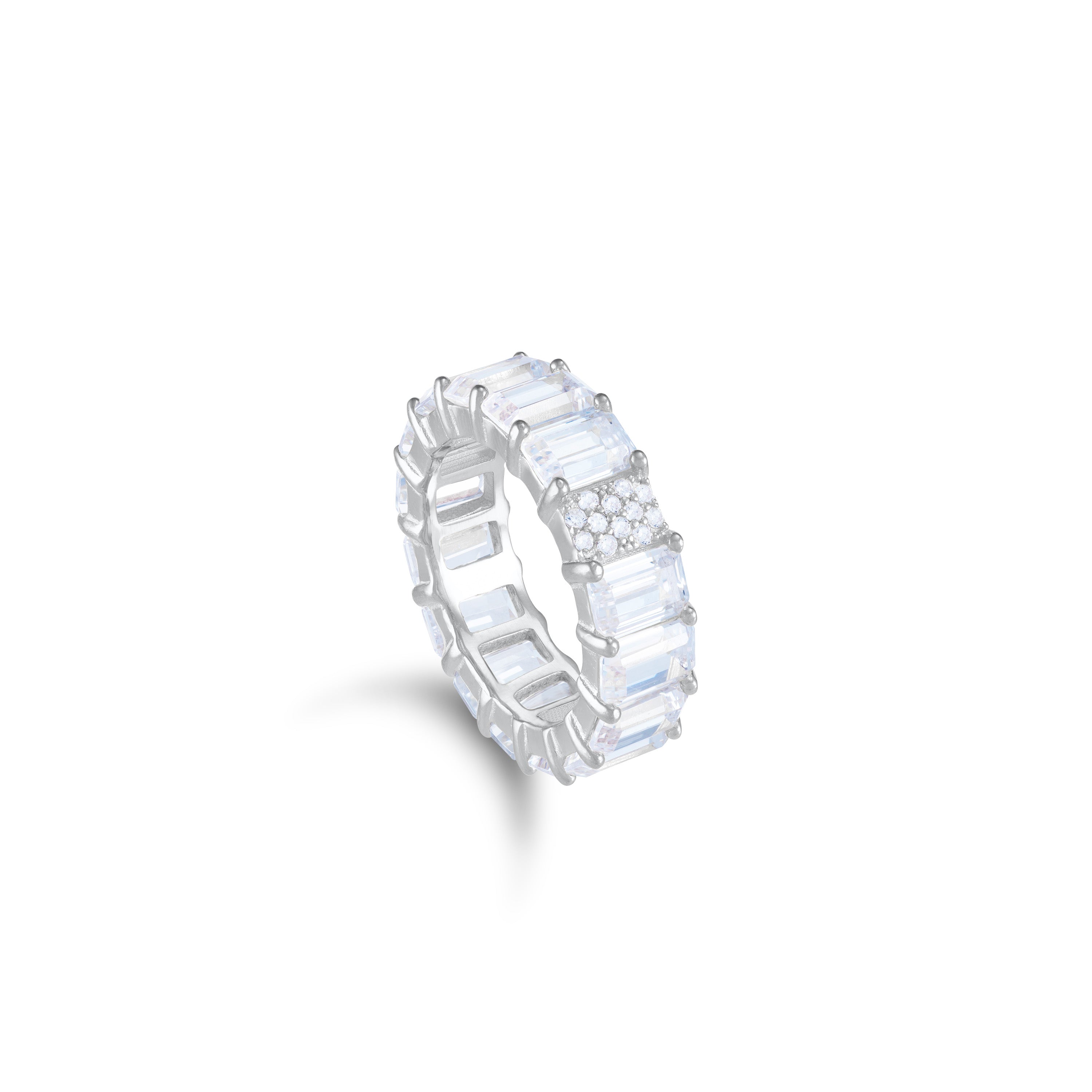One Pave Stone Baguette Eternity Ring