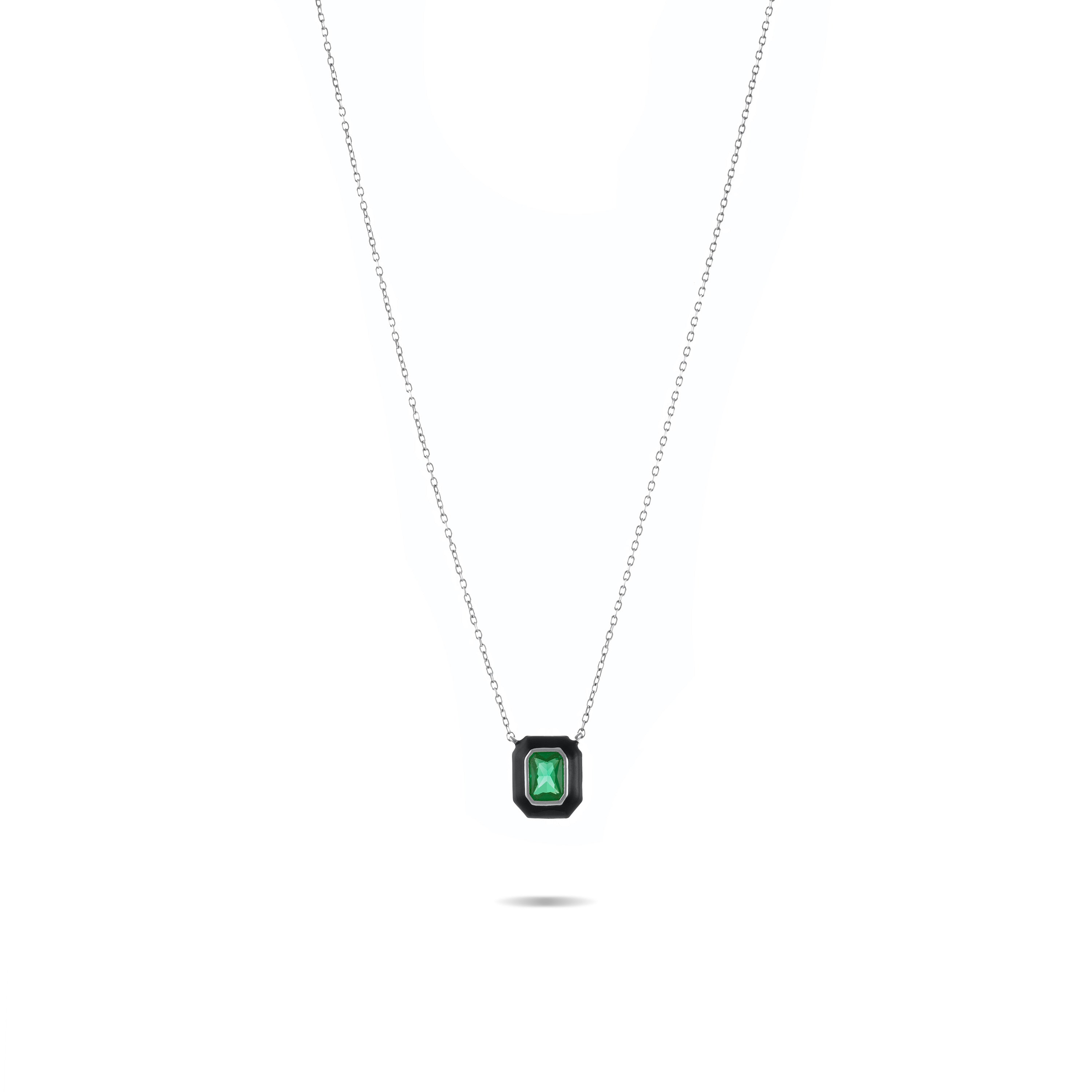 One Stone With Enamel Necklace