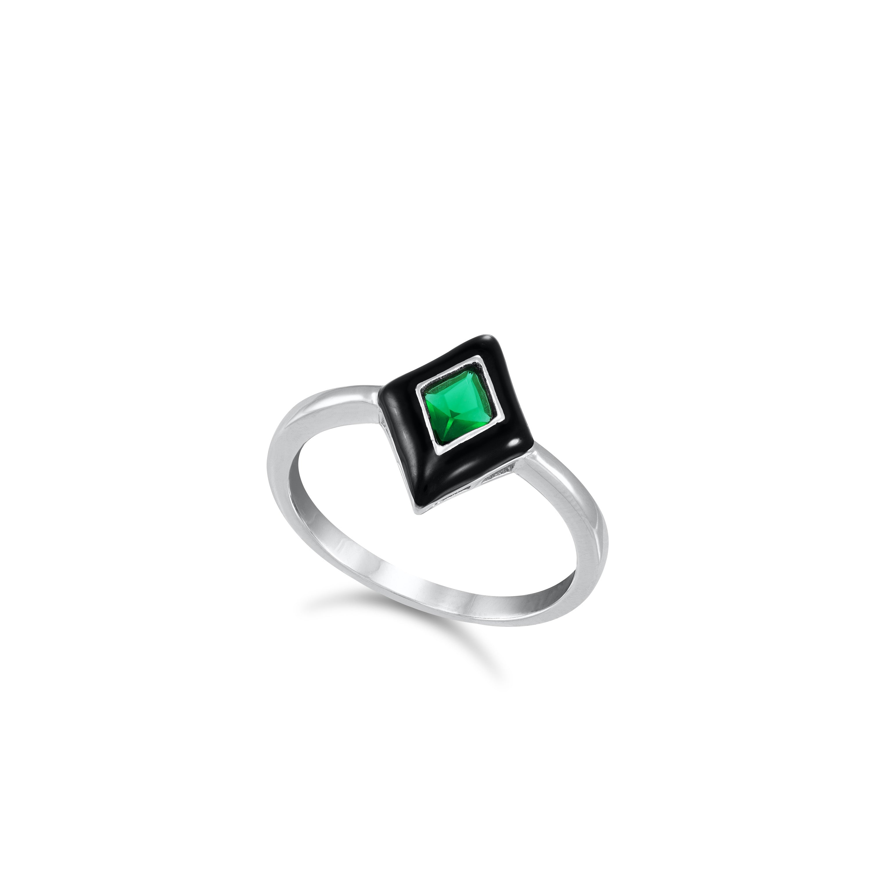 One Stone With Enamel Ring