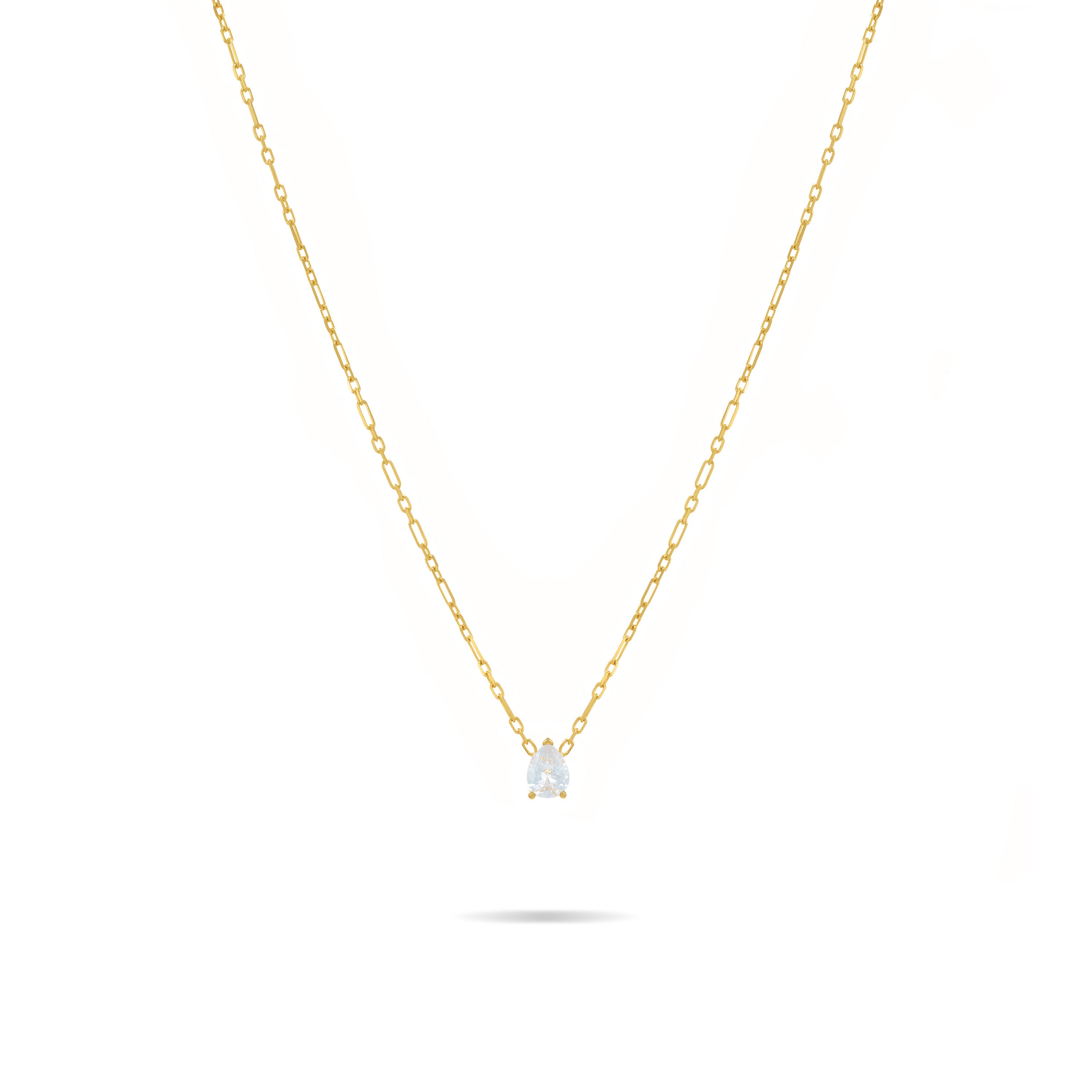 One Teardrop Thin Paperclip Link Chain Necklace