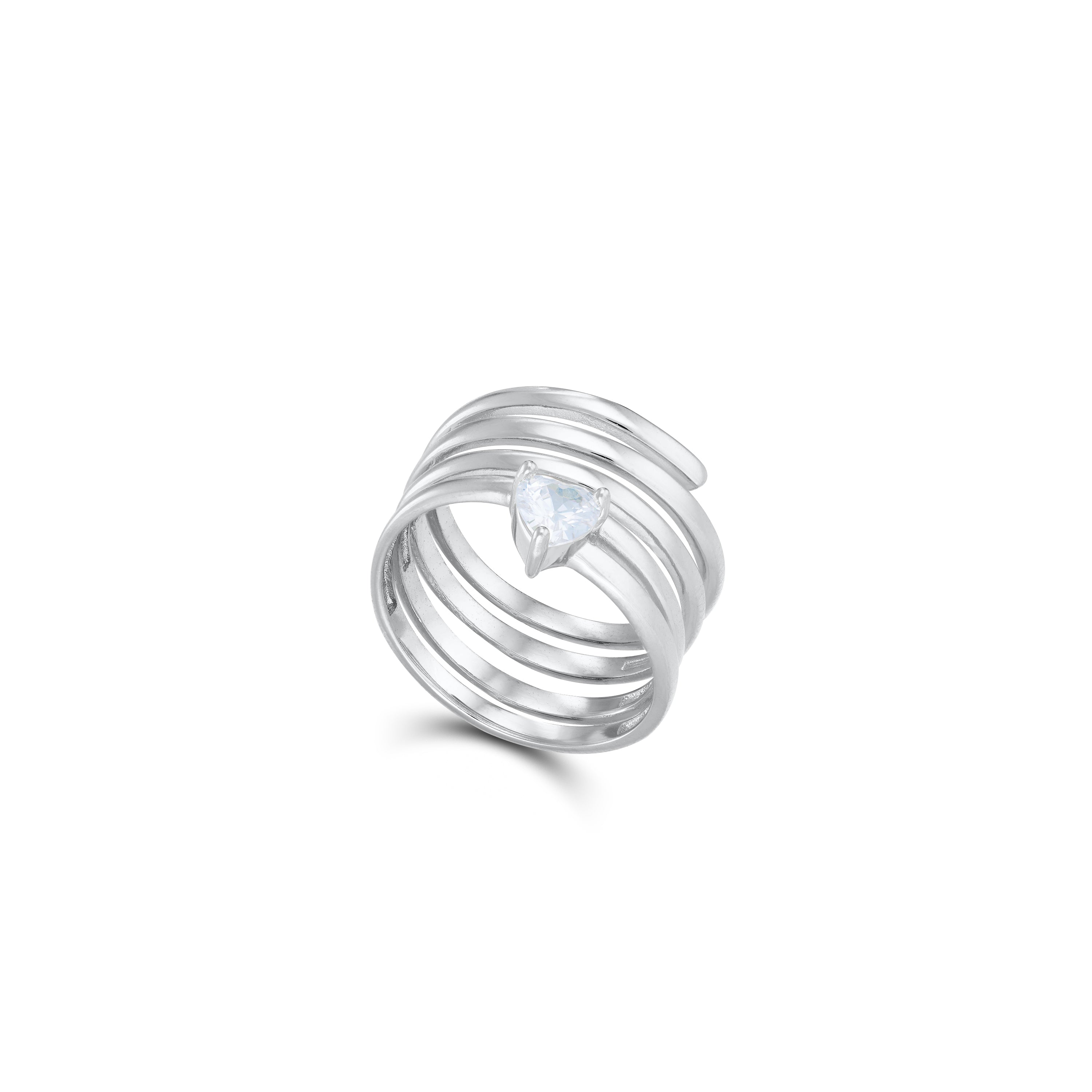 One Heart Spiral Pinky Ring