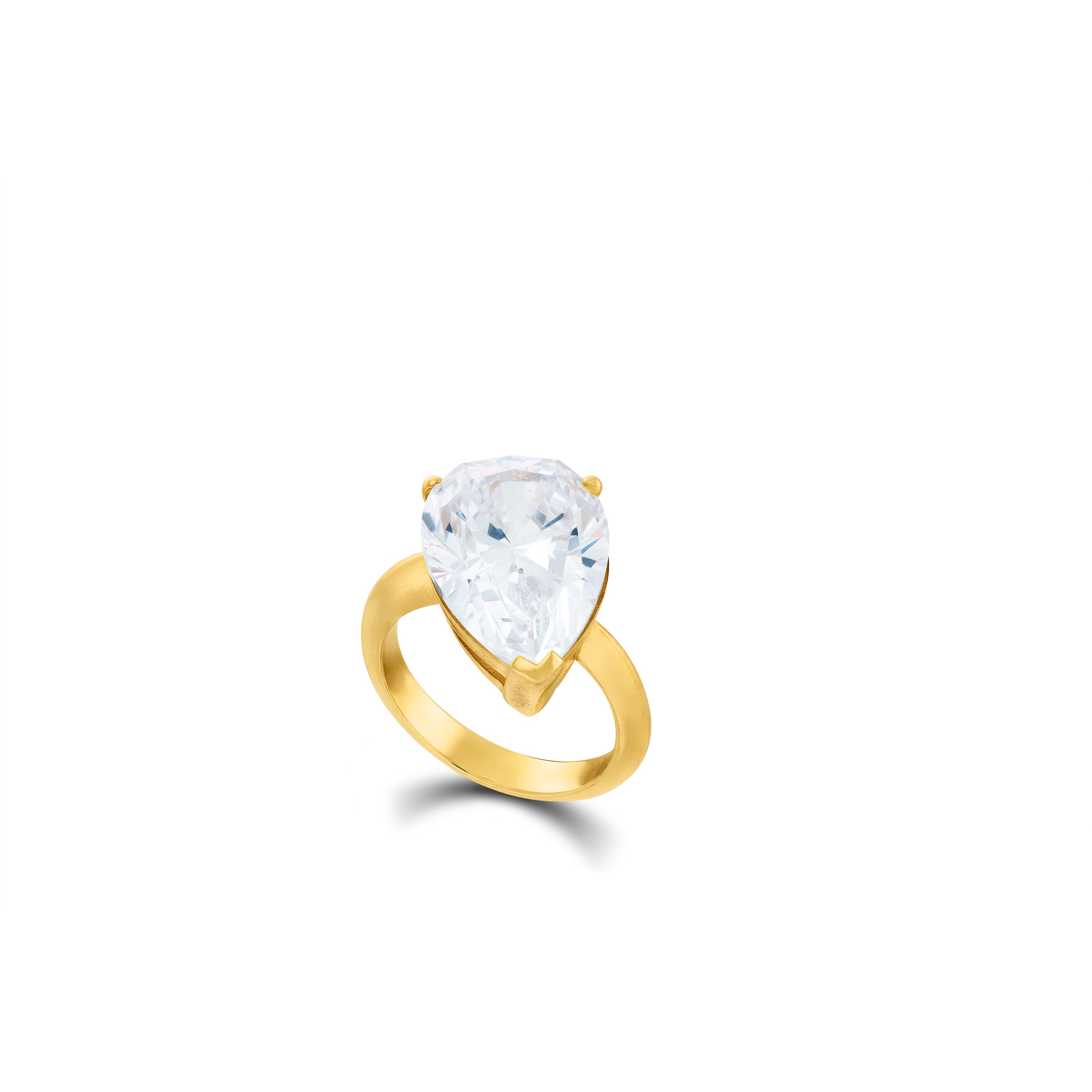 One Teardrop Band Pinky Ring - Gold White