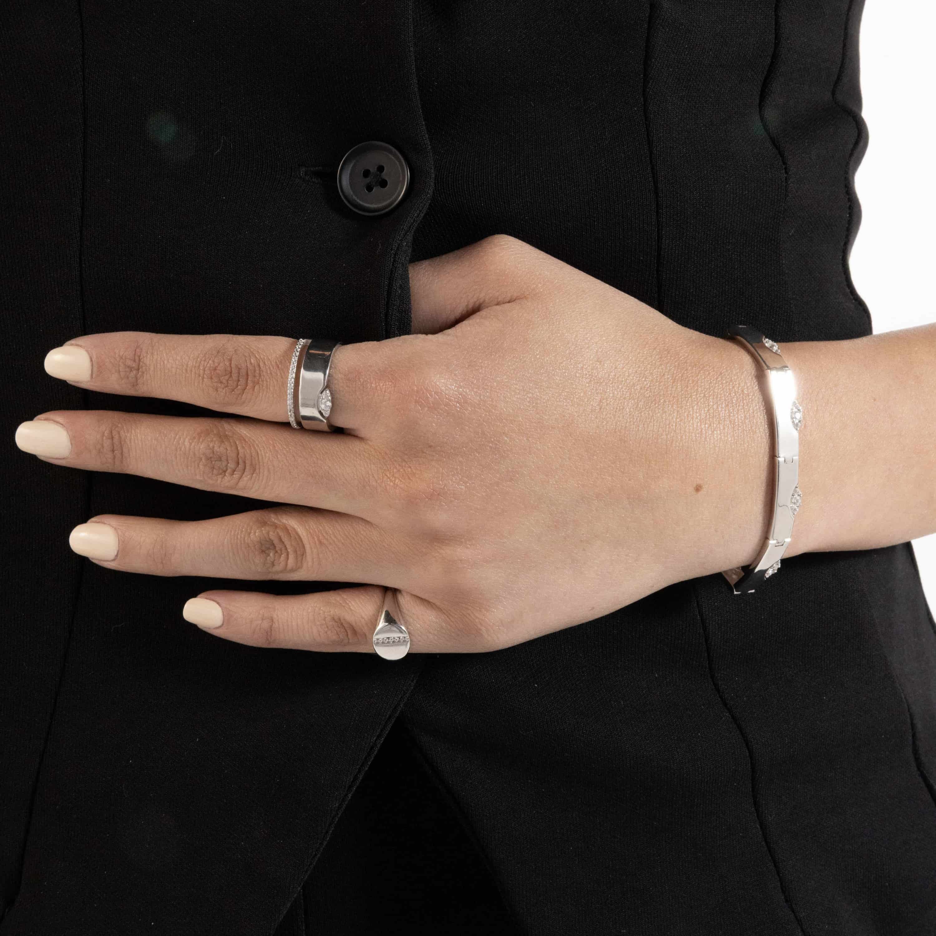 Asymmetrical Marquise Illusion Ring - Silver White