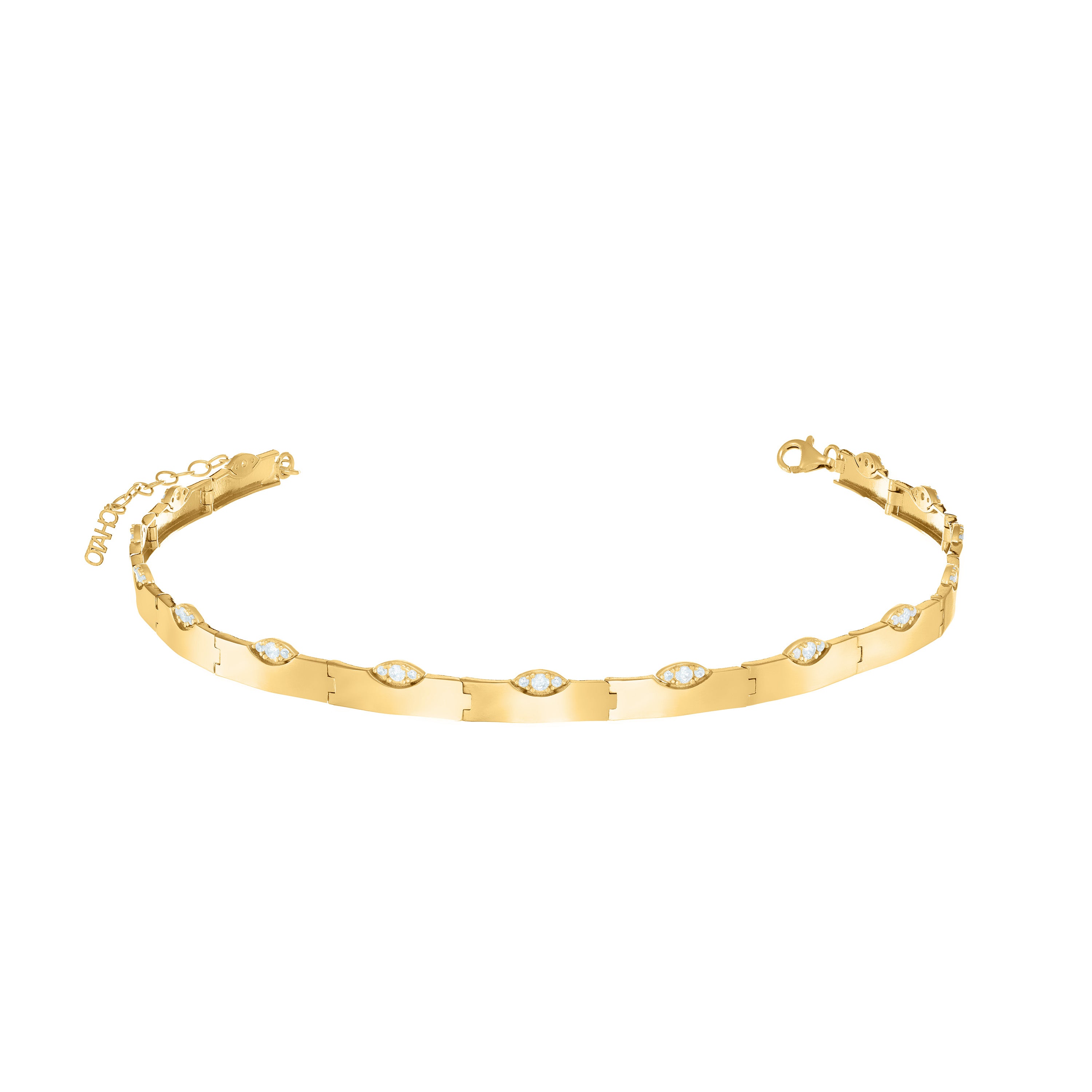 Out Of The Line Marquise Illusion Wide Band Choker - Gold White