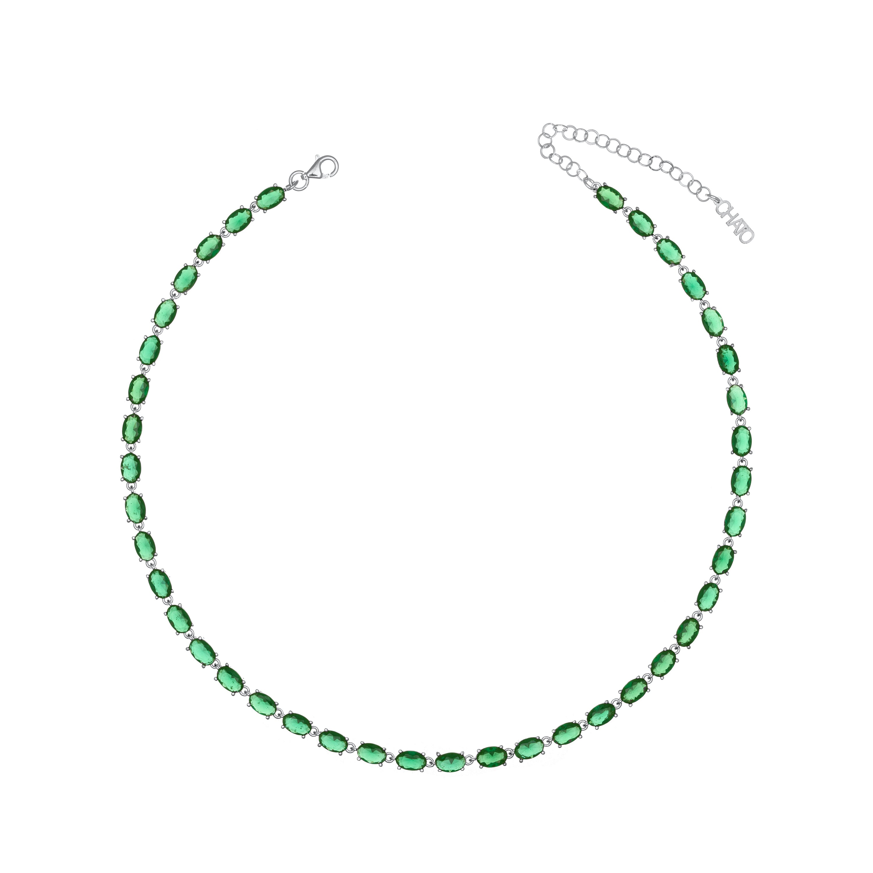 Oval Eternity Choker - Silver Green