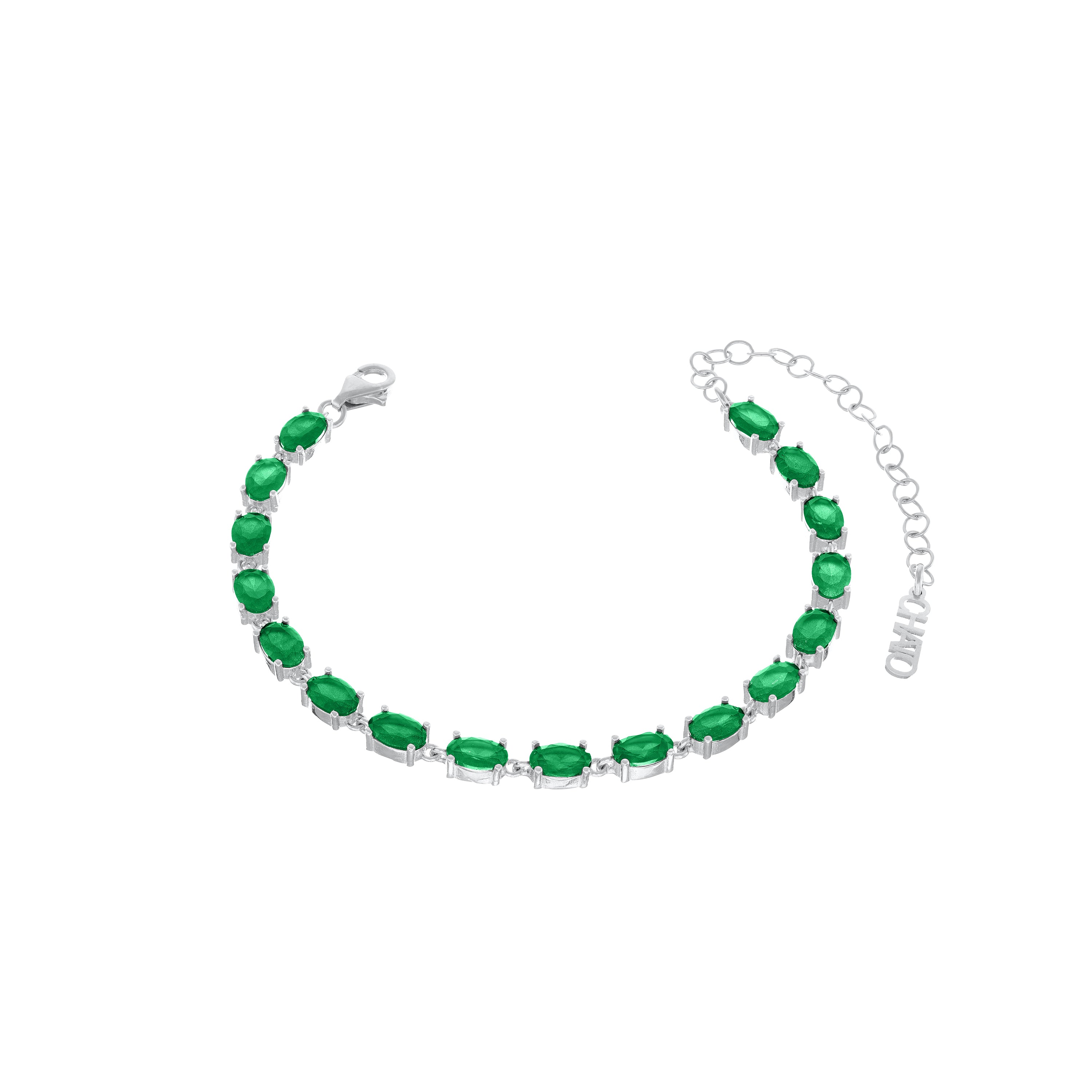 Oval Eternity Bracelet - Silver Green