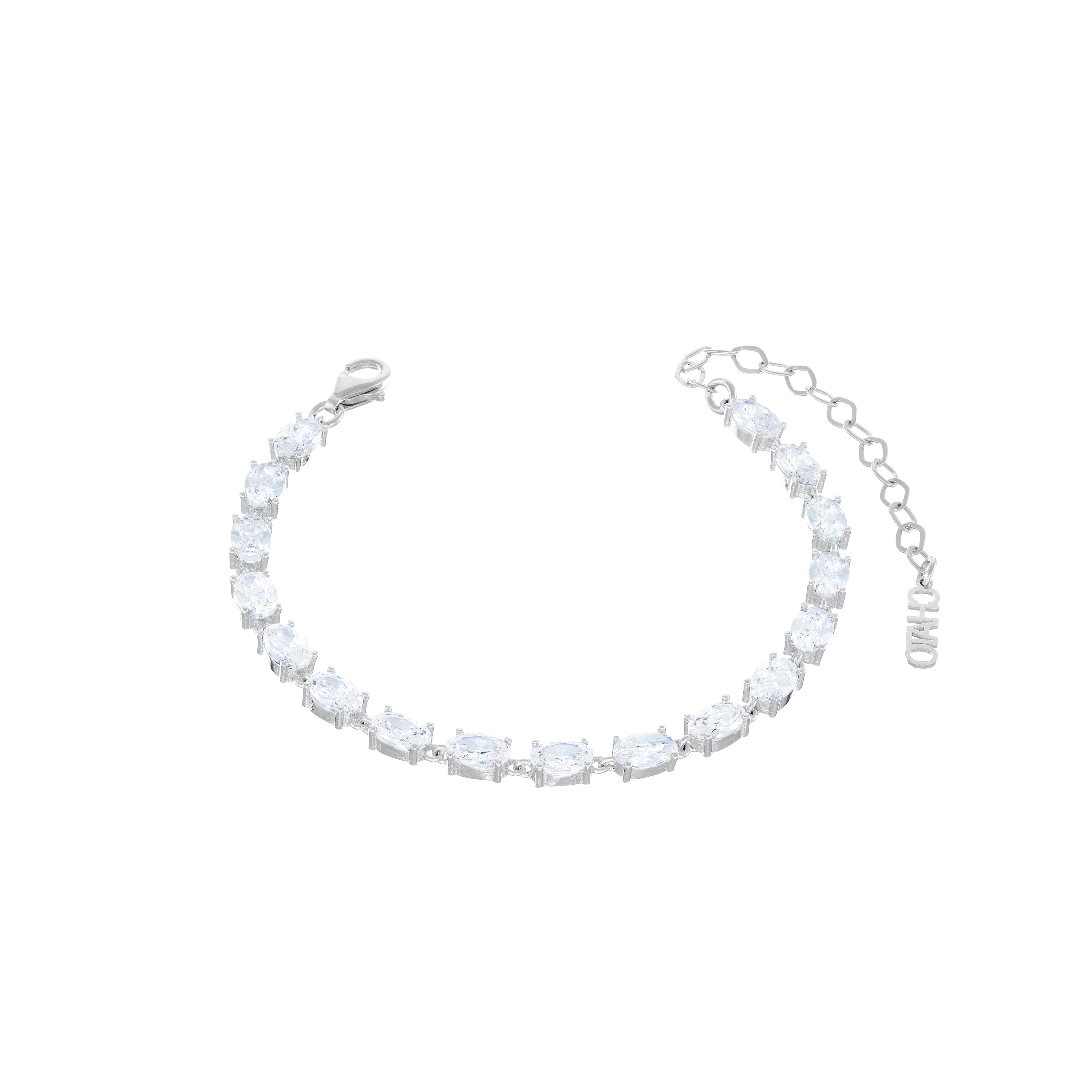 Oval Eternity Bracelet - Silver White