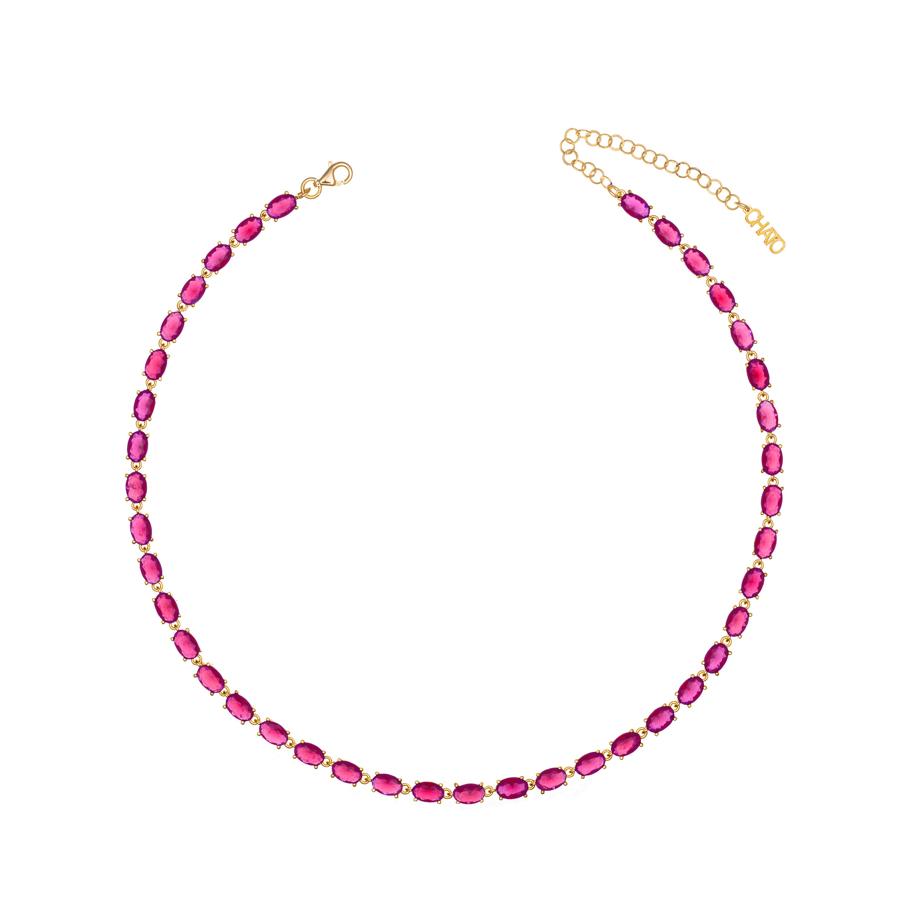 Oval Eternity Choker - Gold Fuchsia