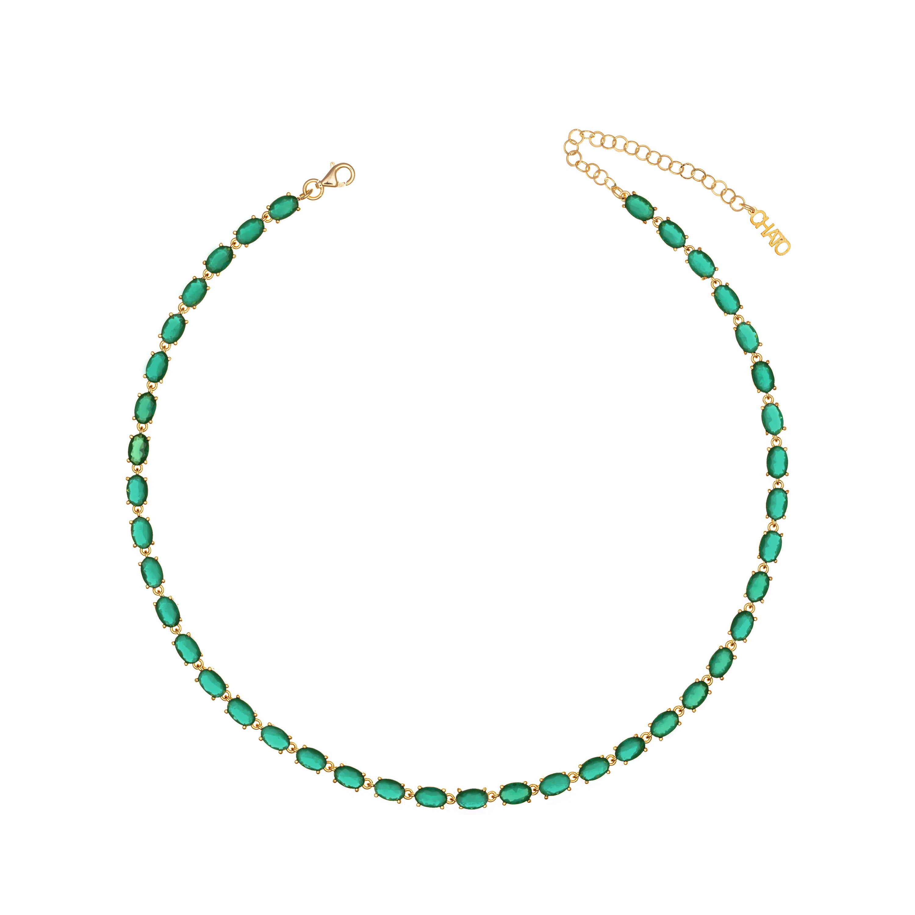 Oval Eternity Choker - Gold Green Matt