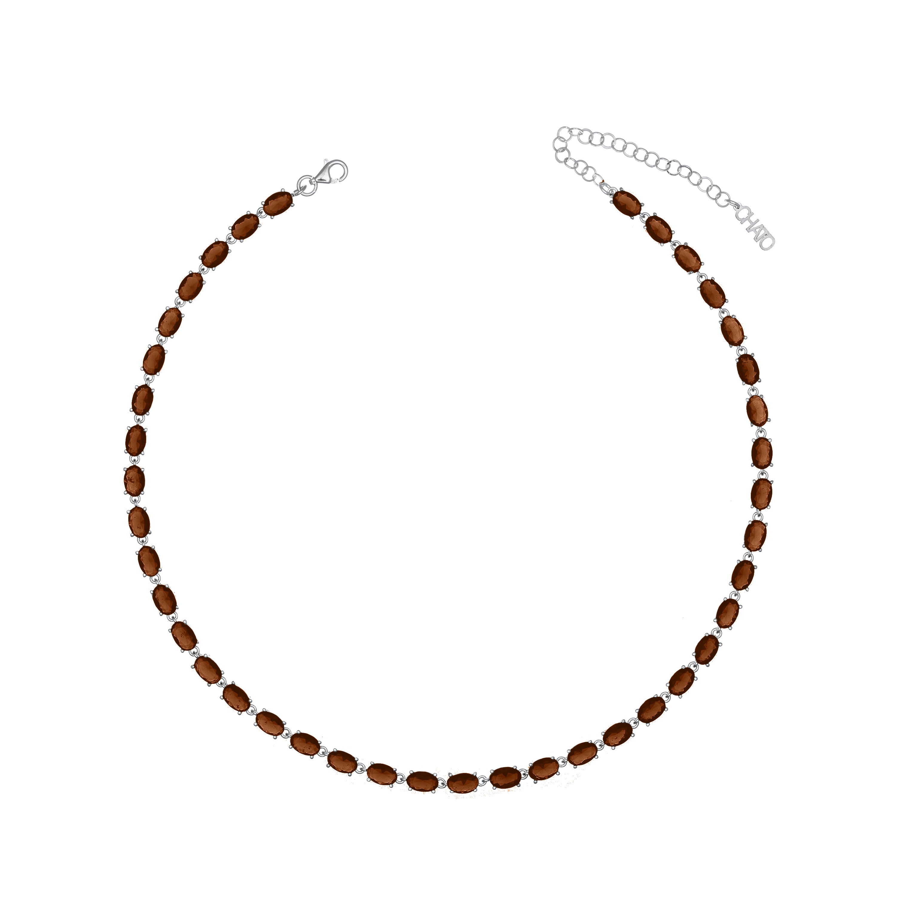 Oval Eternity Choker - Silver Brown