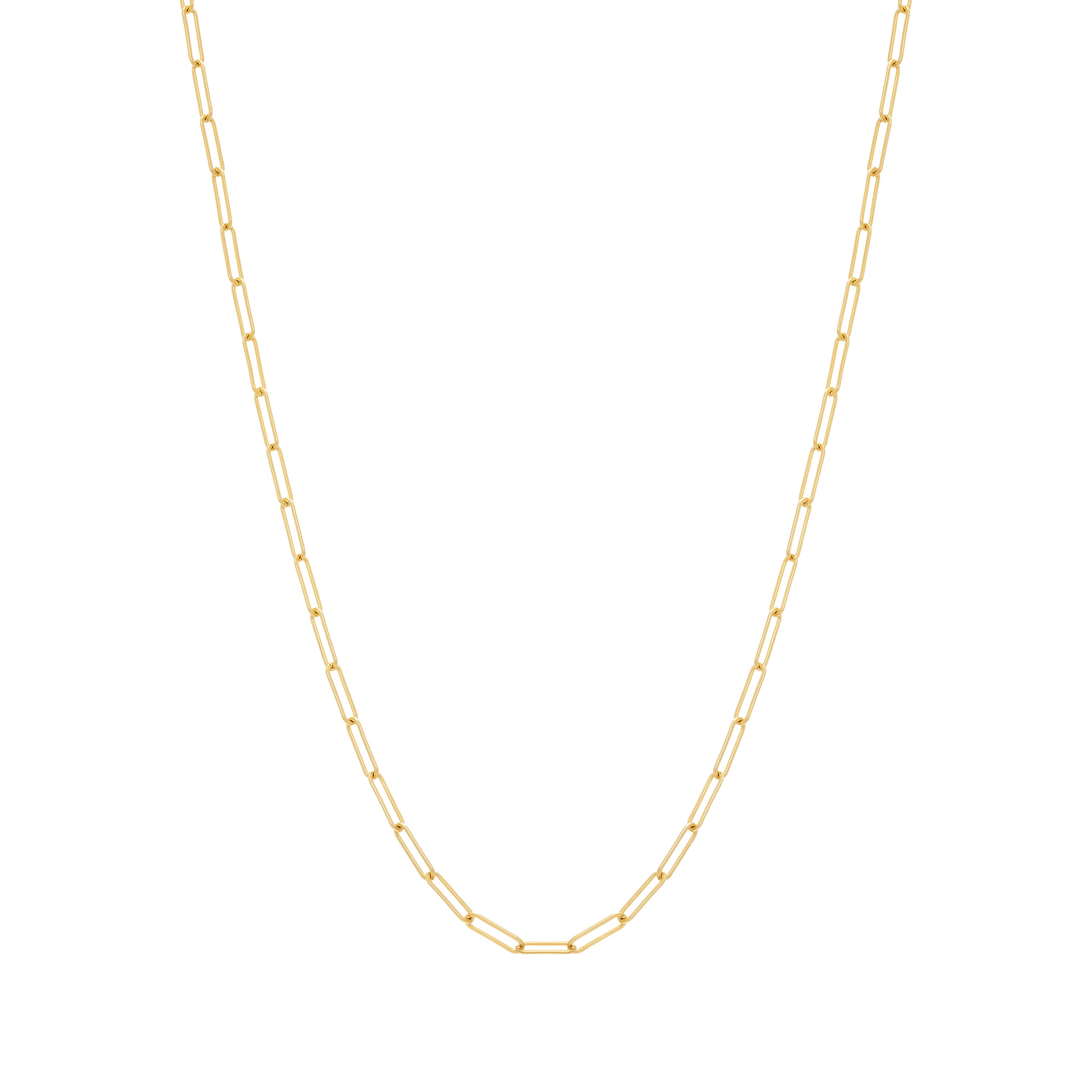 Paperclip Link Chain Long Necklace - Gold