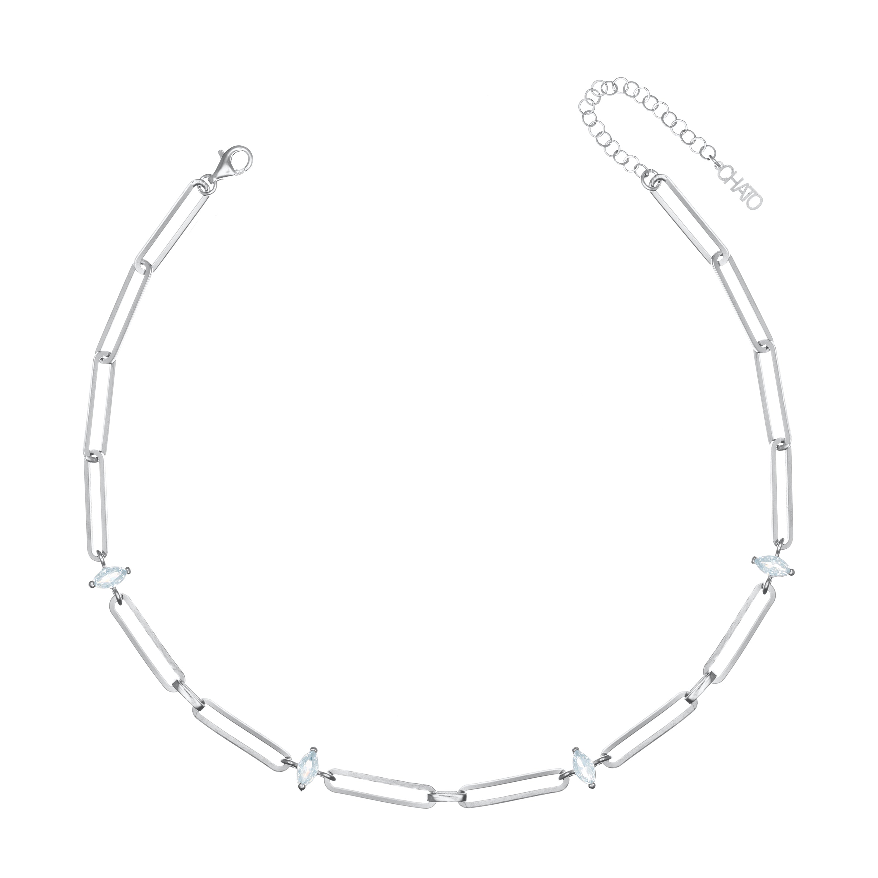 Paperclip With Marquise Zirconia Choker