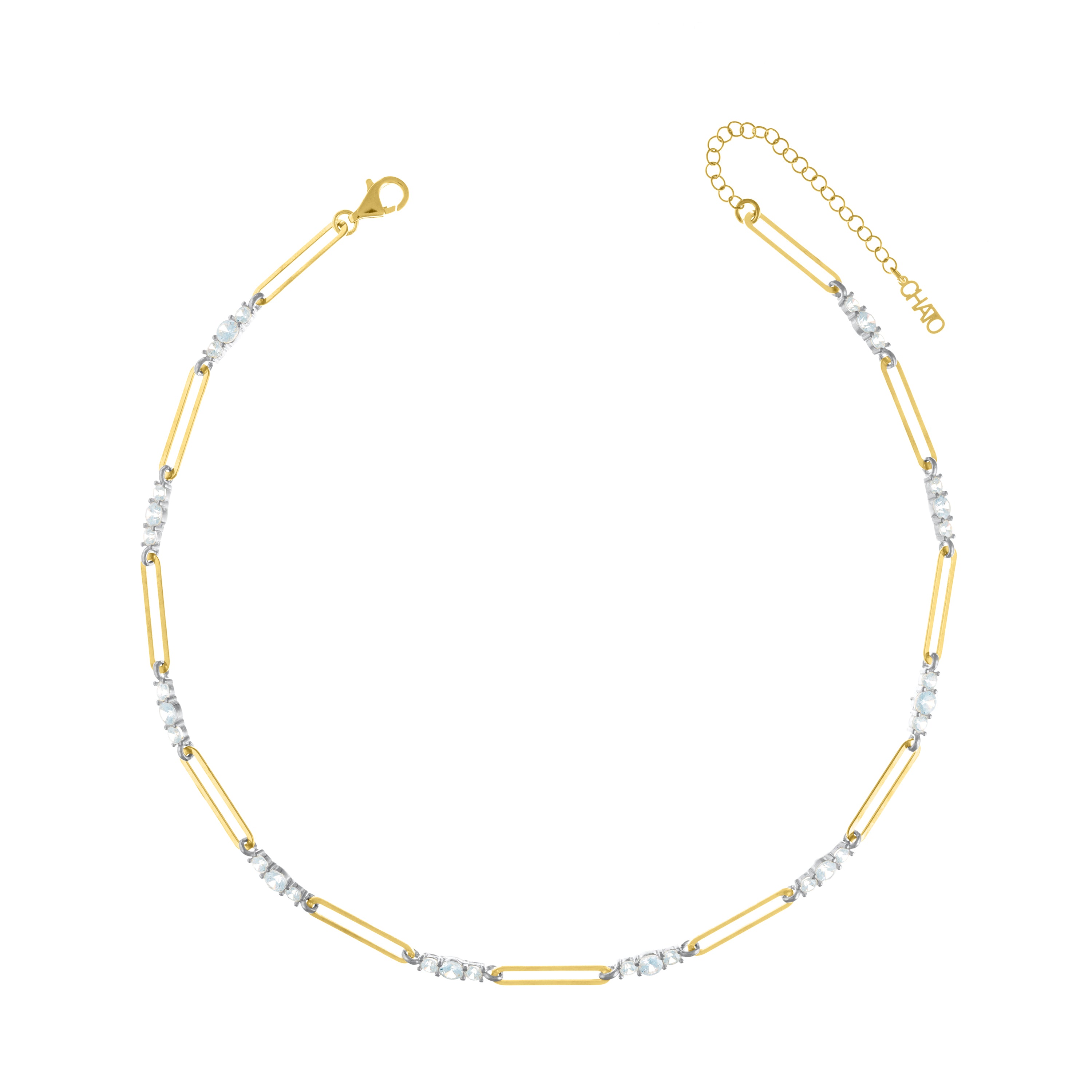 Paperclip with Three Dots Choker - Gold And Silver White