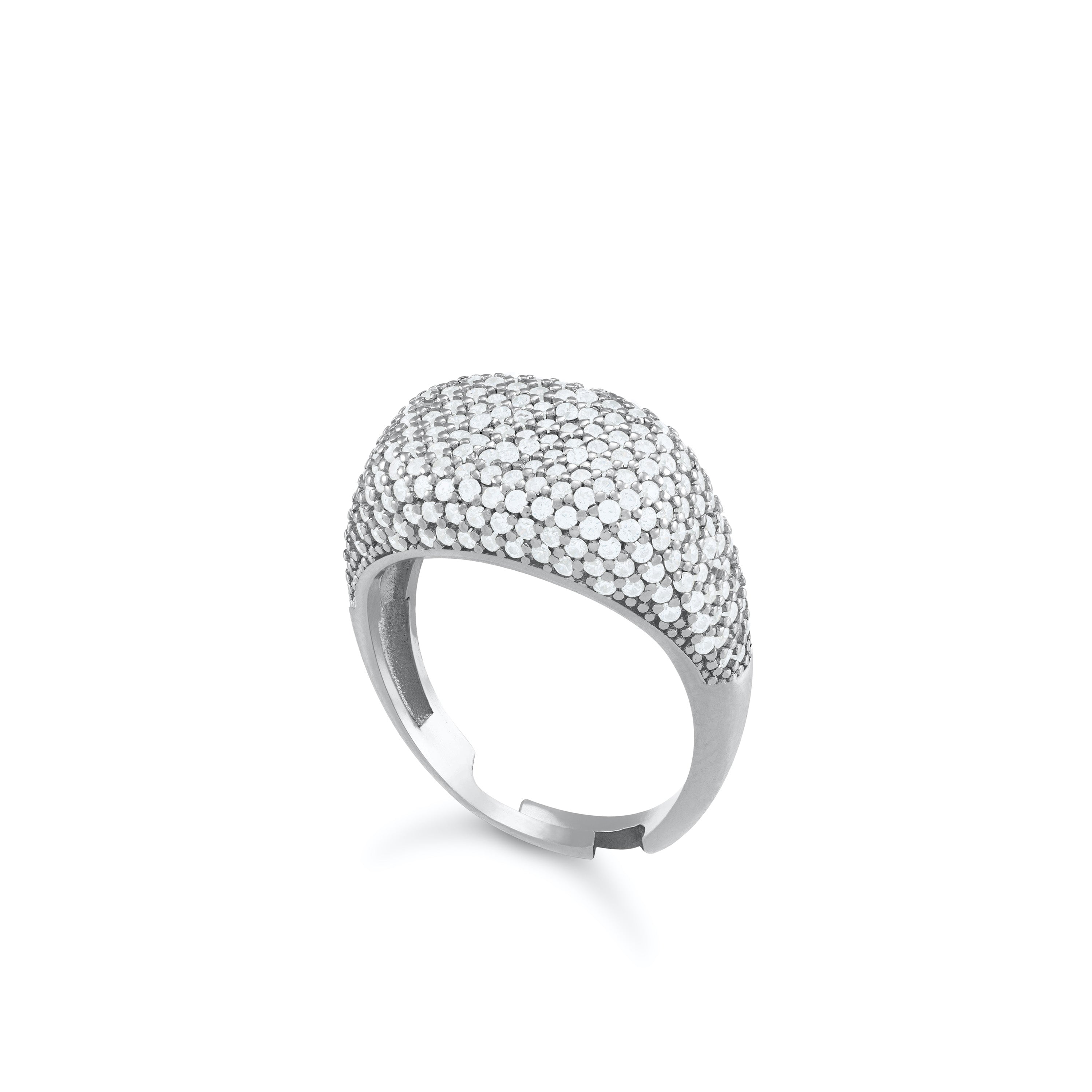 Pave Cubic Zirconia Dome Bar Ring