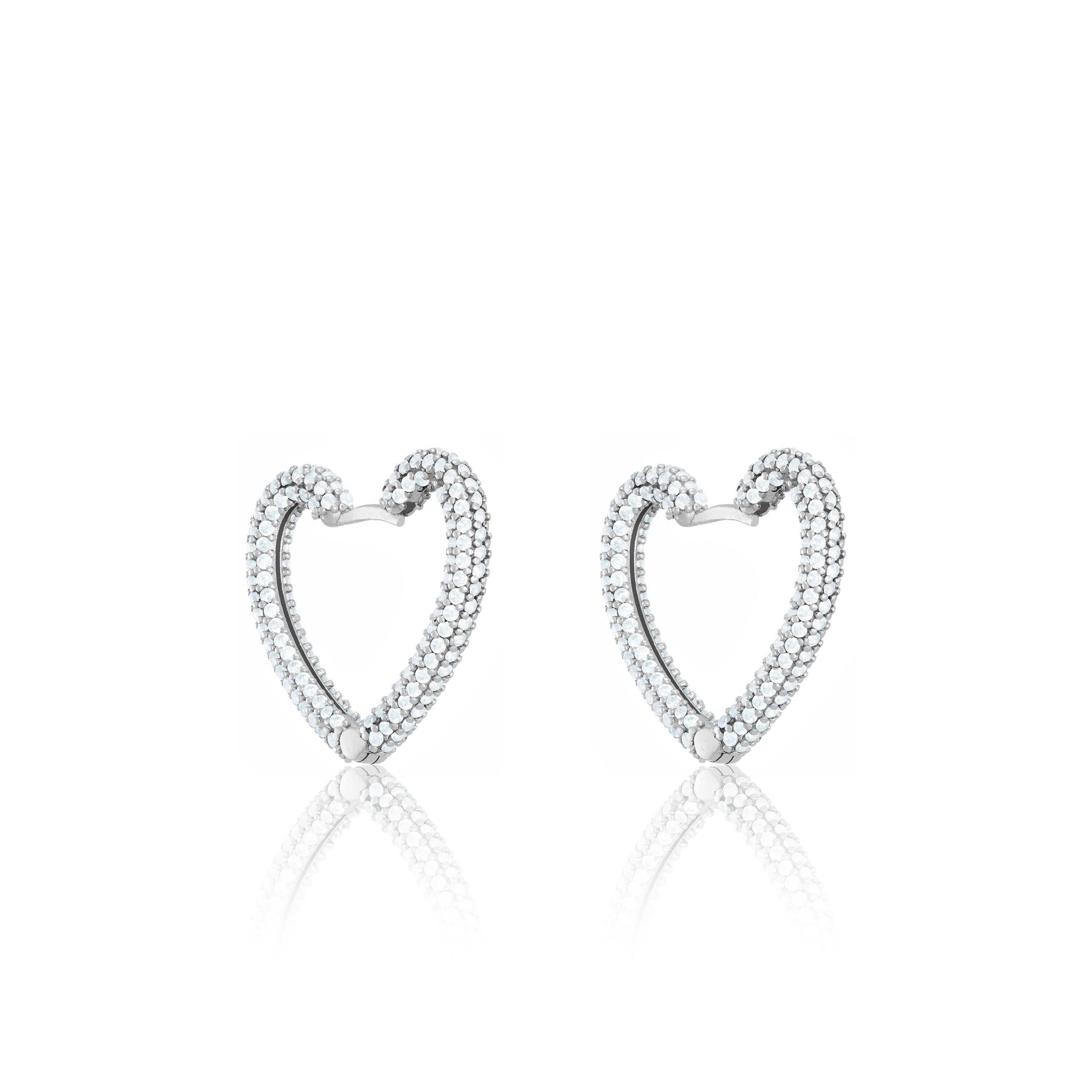 Pave Heart Hoop Earrings