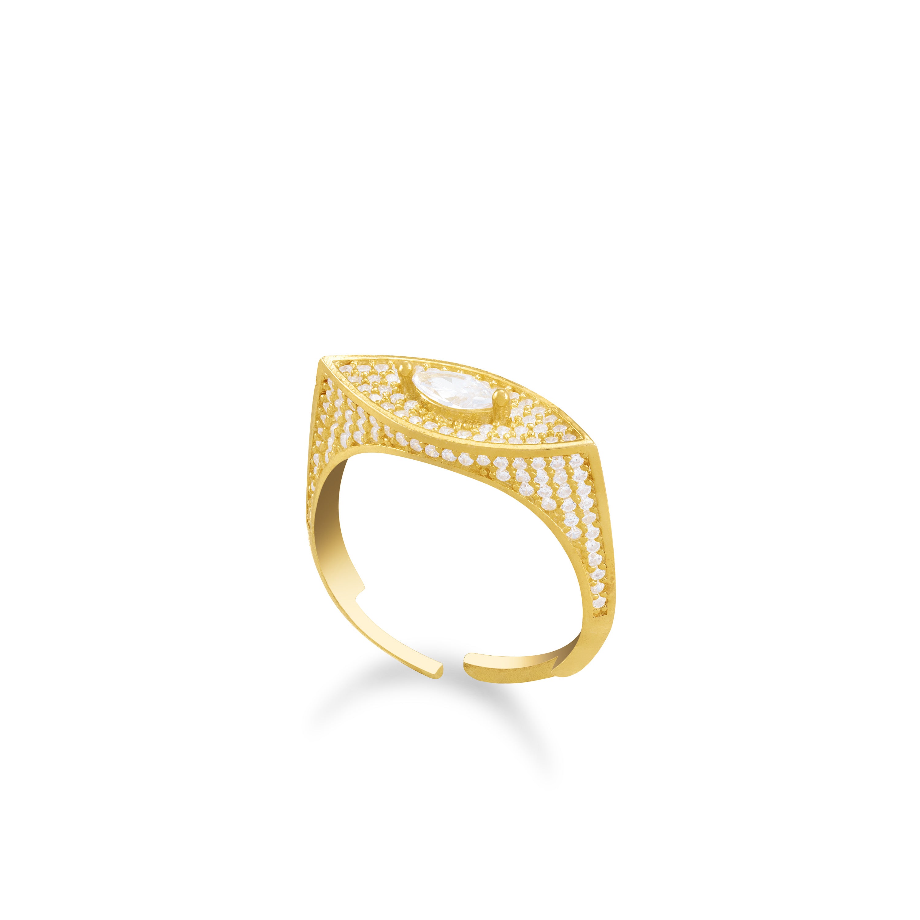 Pave Marquise Evil Eye Signet Ring