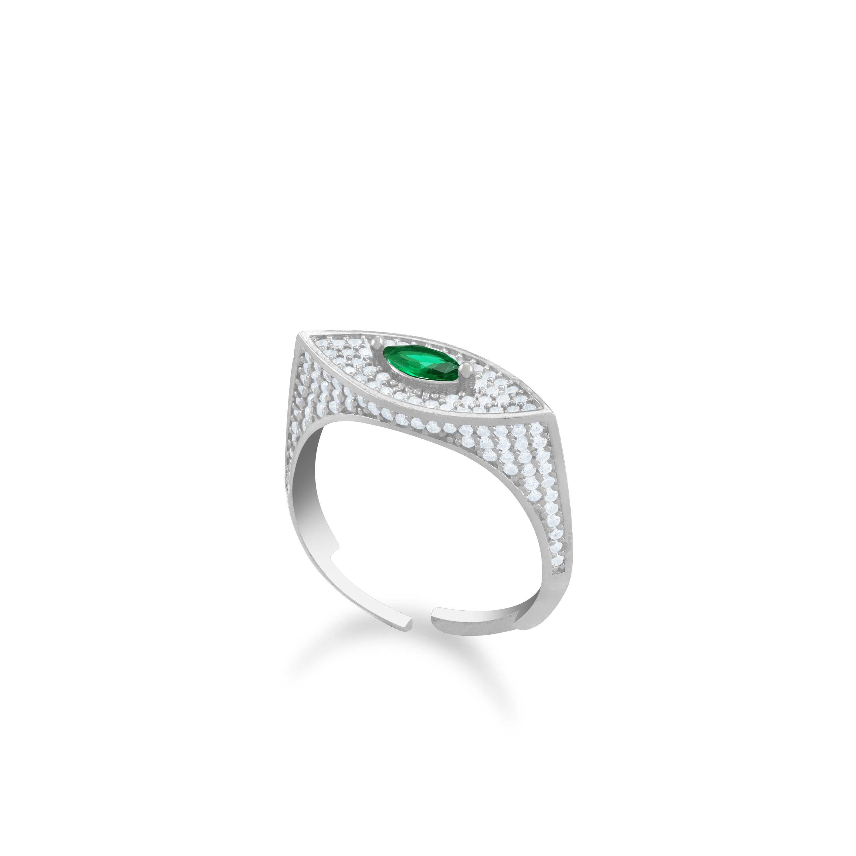 Pave Marquise Evil Eye Signet Ring