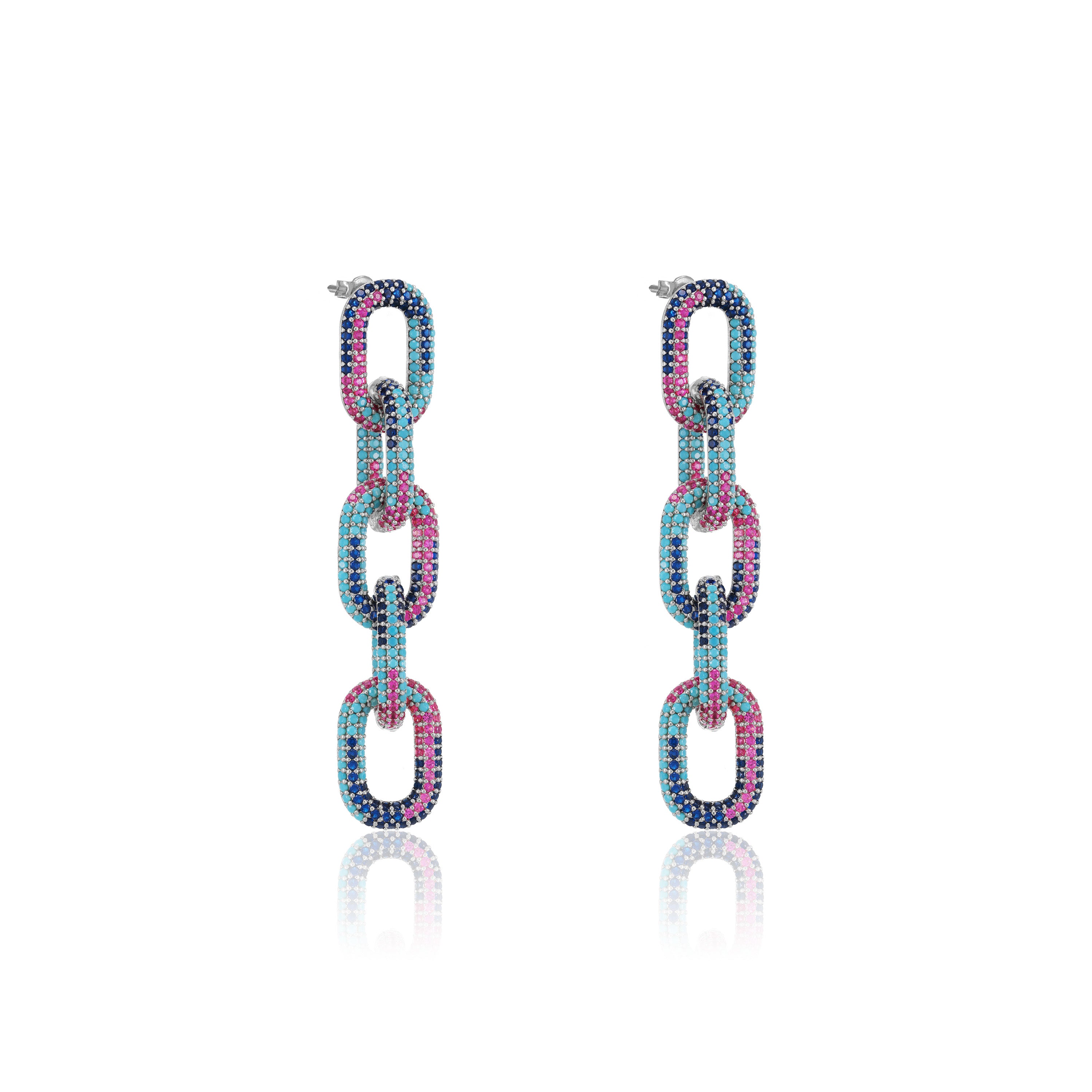 Pave Paperclip Chain Link Earring
