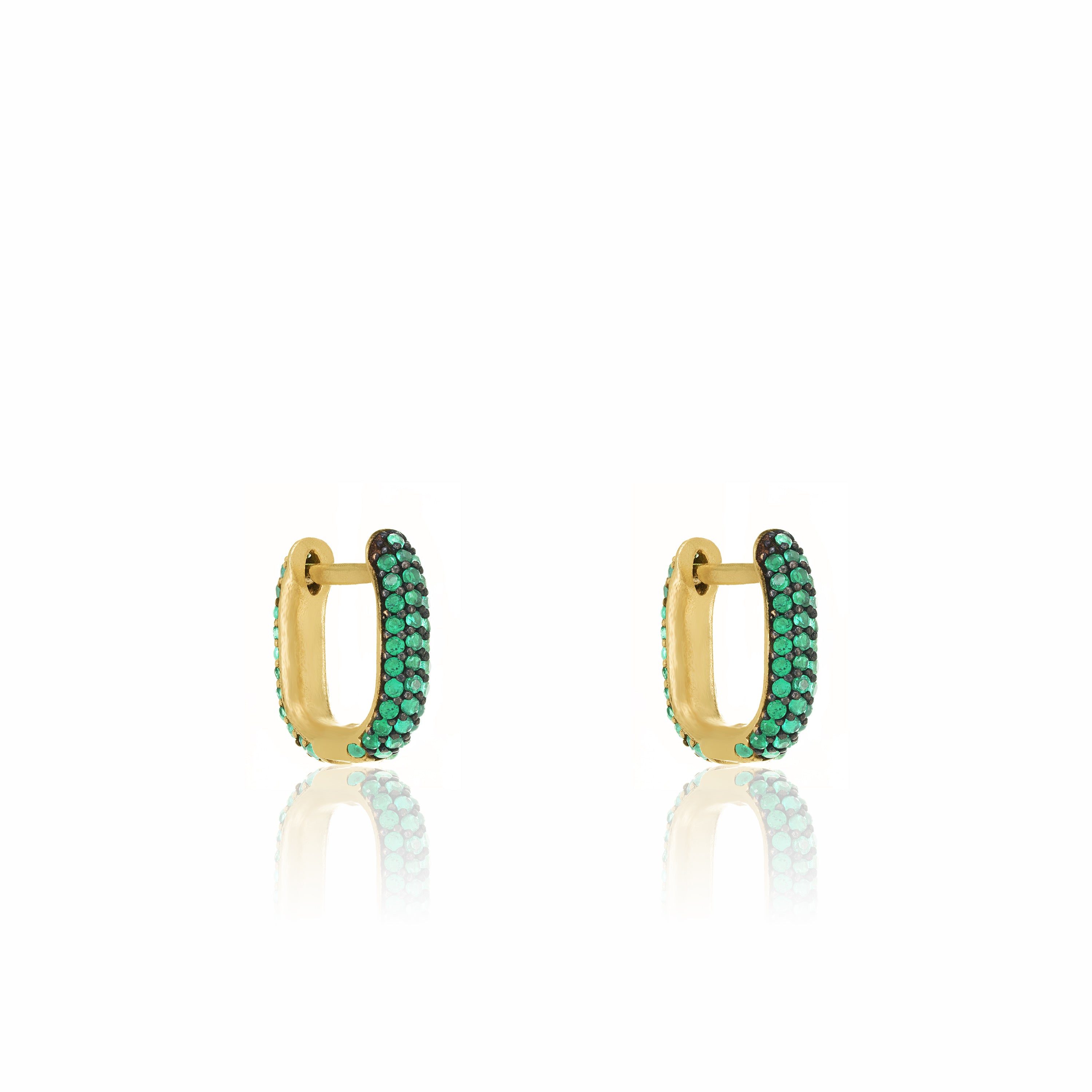 Pave Paperclip Hoop Earrings - Colored