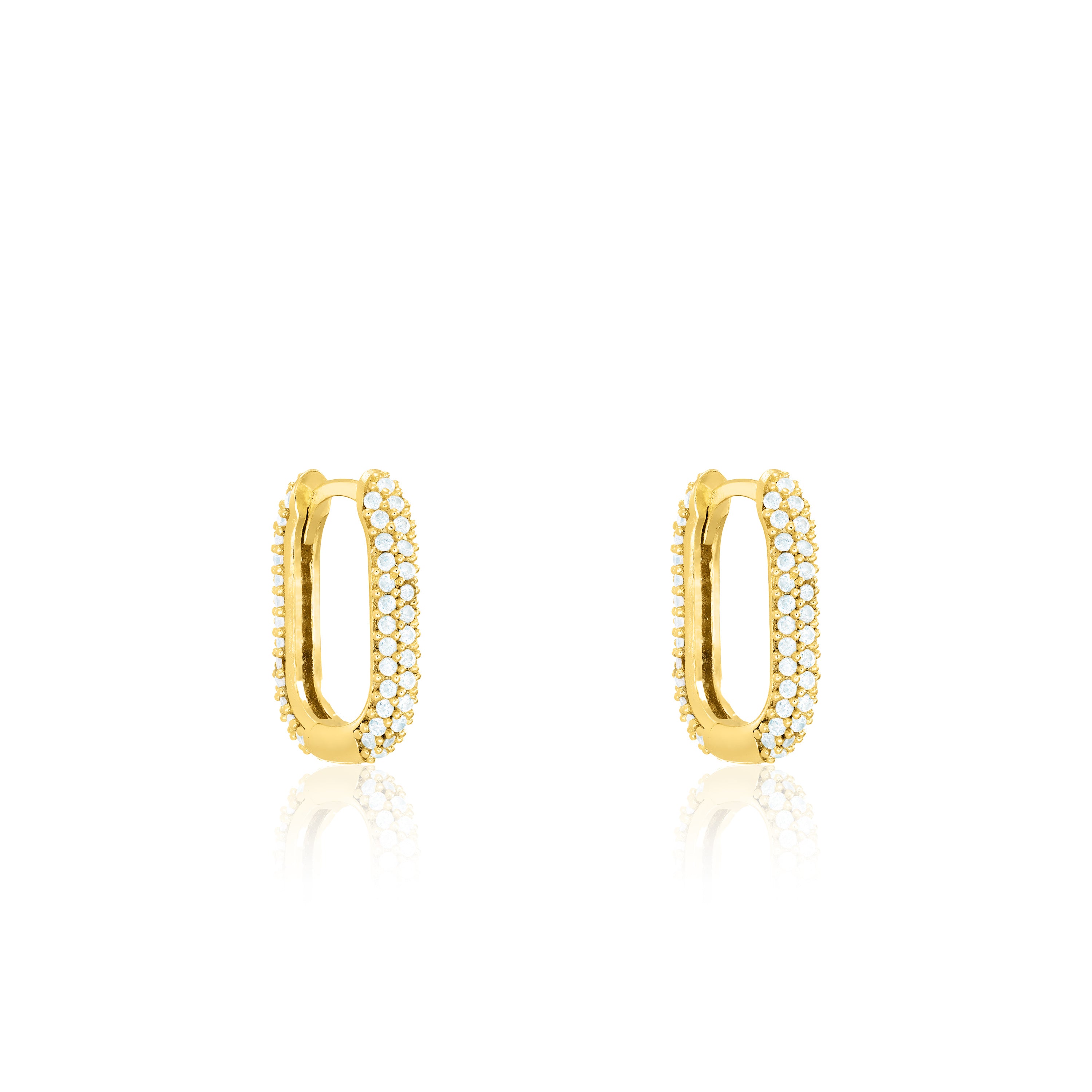 Pave Paperclip Hoop Earrings