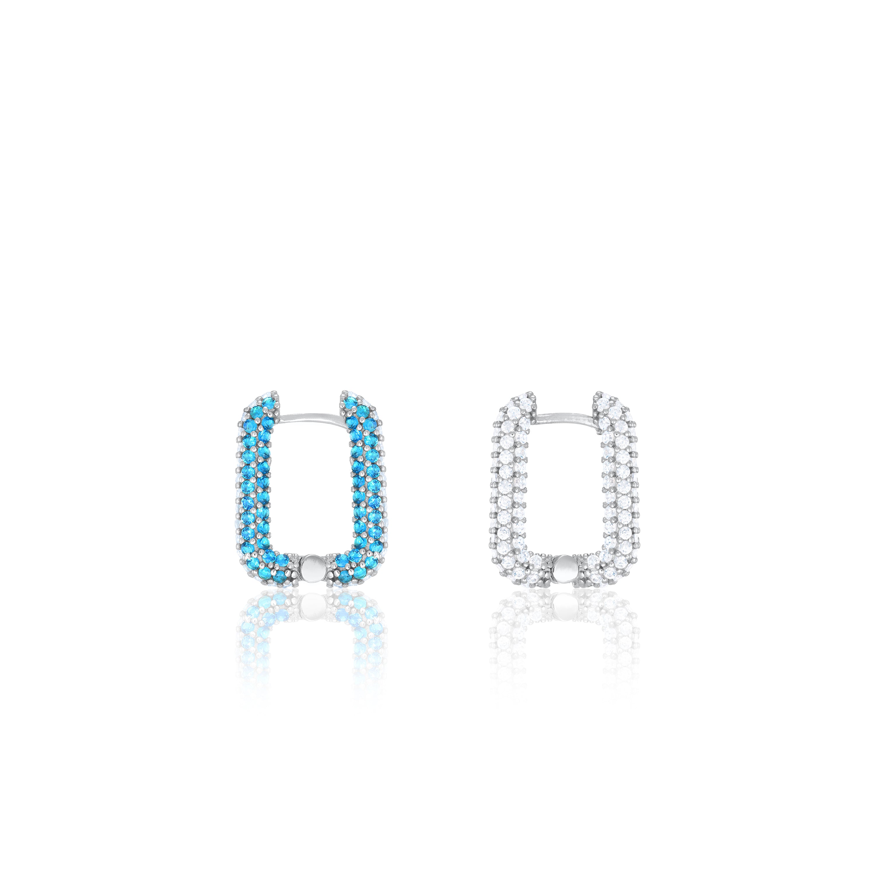 Pave Rectangular Hoop Earrings