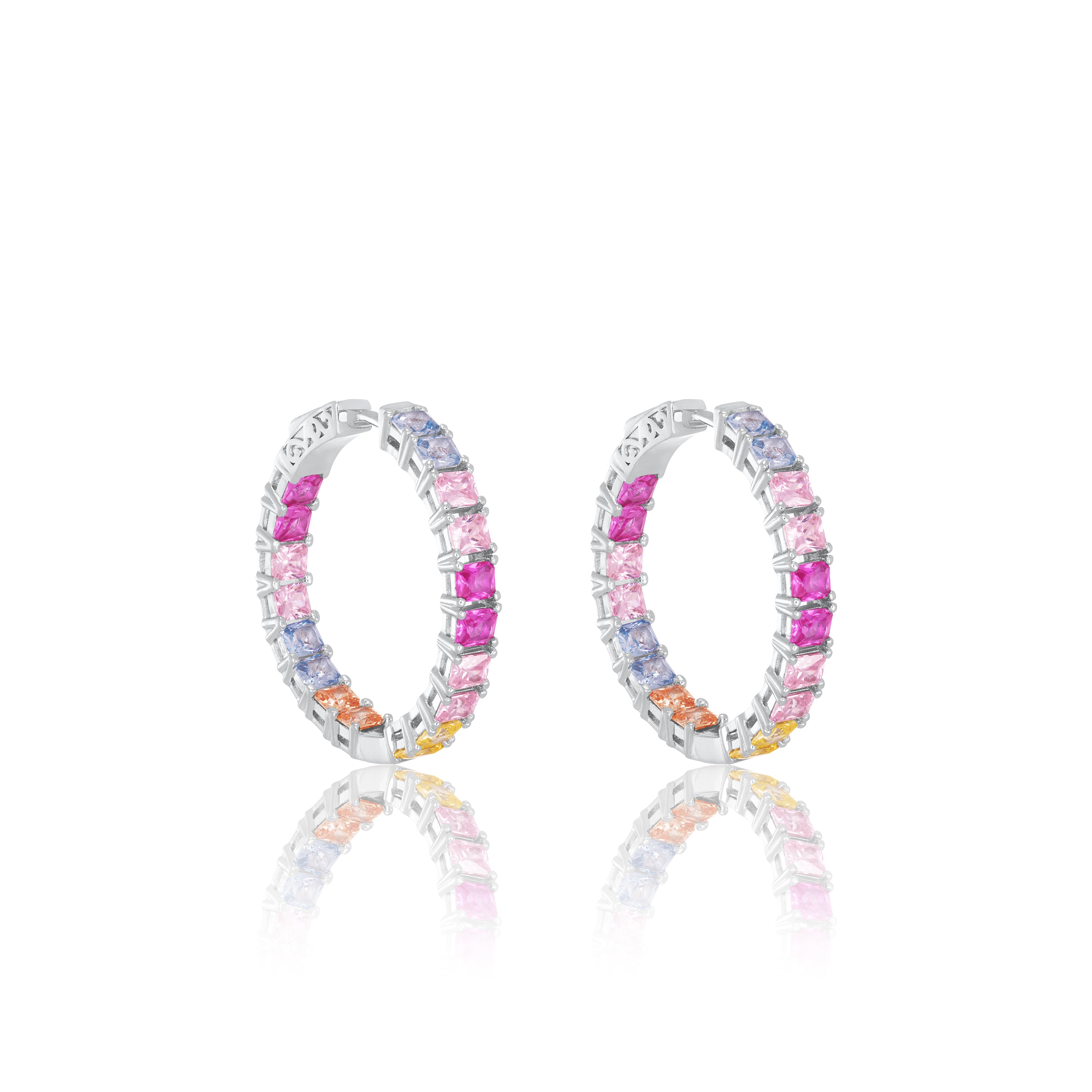 Princess Cut Inside-Out Hoop Earring