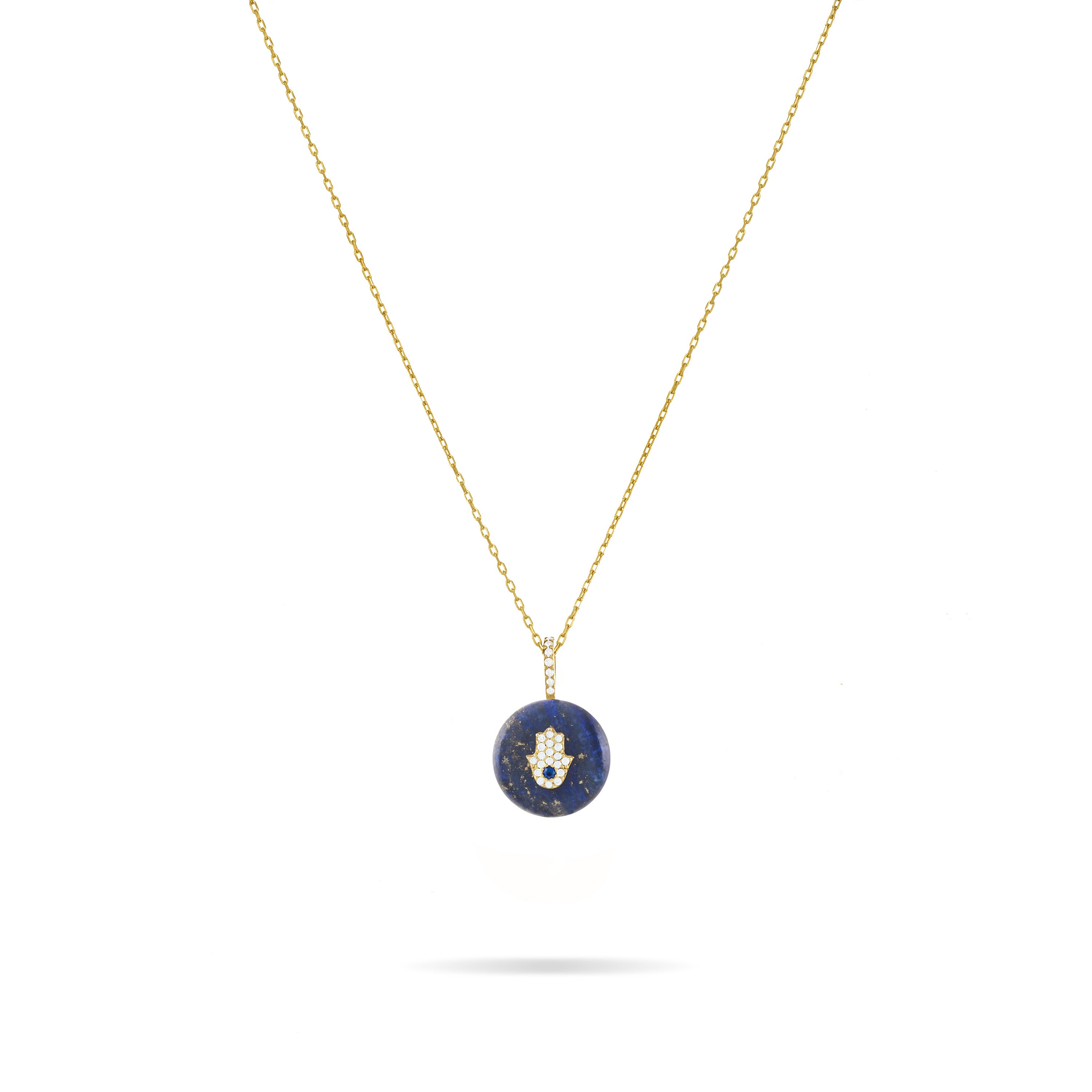 Round Lapis Lazuli Chain Necklace