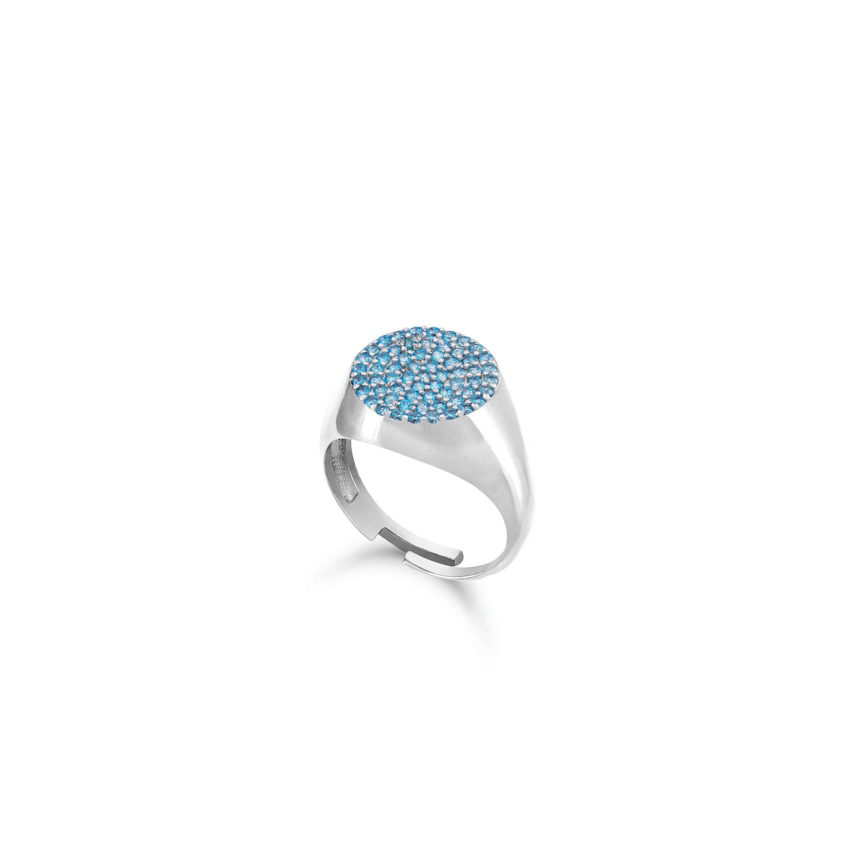 Round Pave Cubic Zirconia Signet Pinky Ring