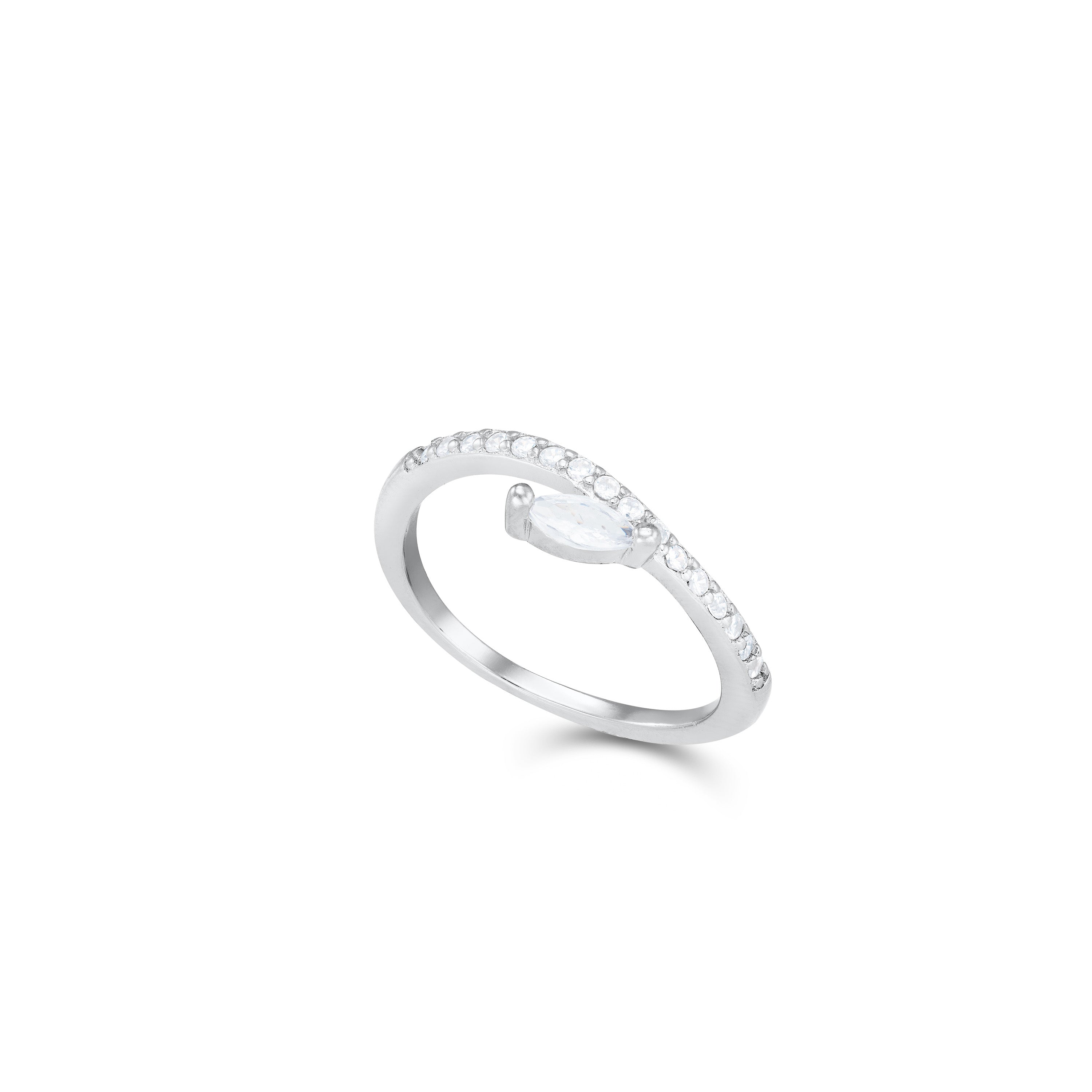 Slanted Marquise Half Cubic Zirconia Ring