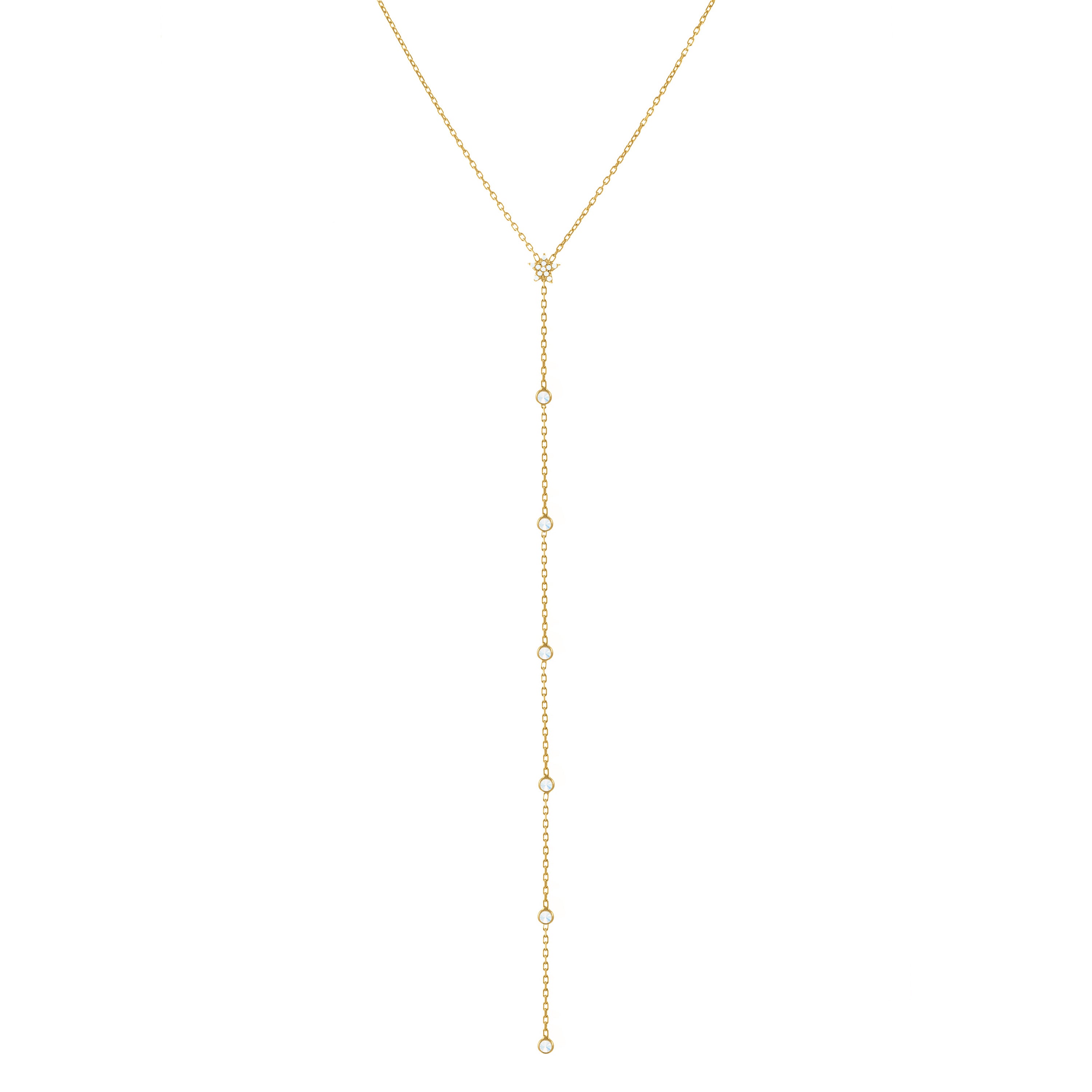 Star And Multi Bezel Lariat Necklace