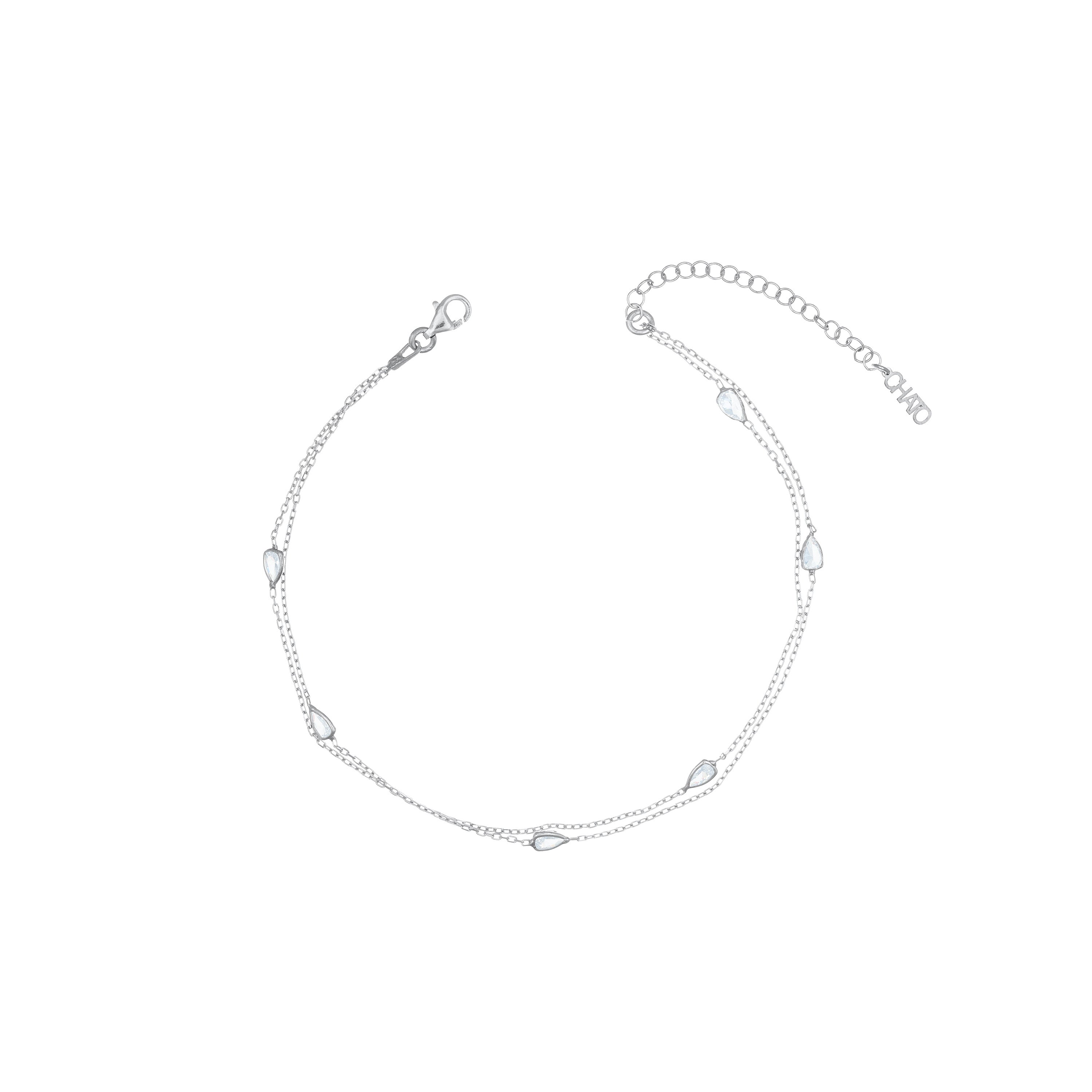 Teardrop Bezel Chain Anklet