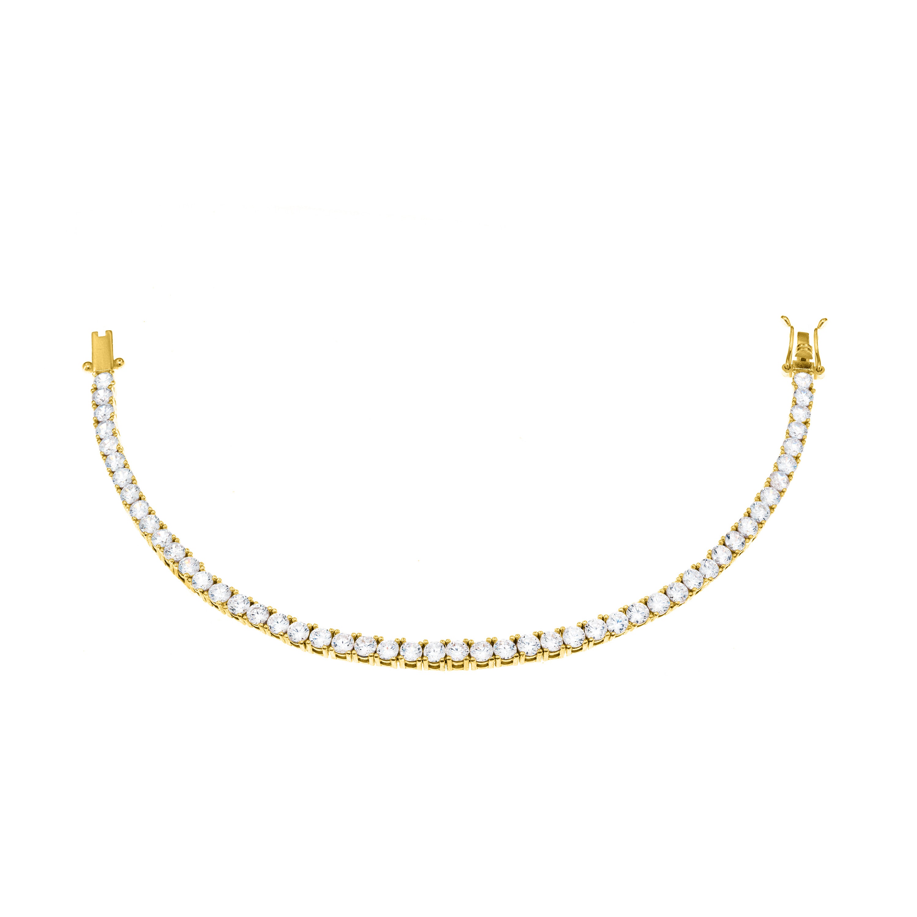 Tennis Bracelet With Box Clasp - Gold 2.5mm