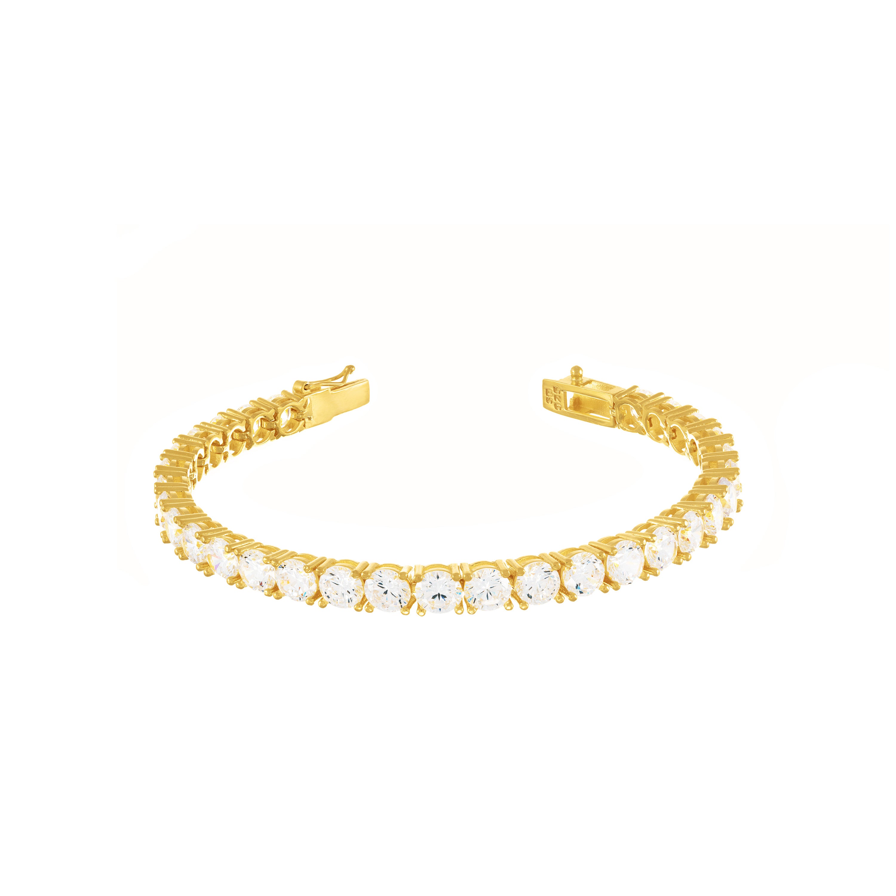 Tennis Bracelet With Box Clasp - Gold 5mm