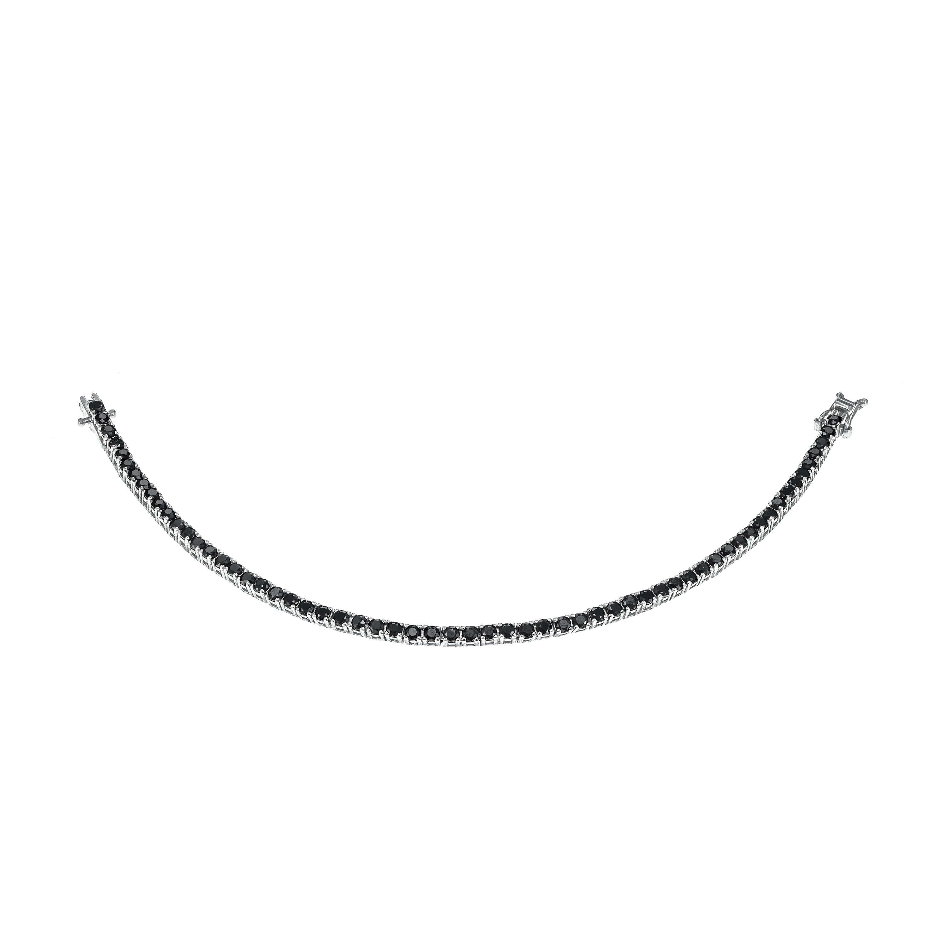 Tennis Bracelet With Box Clasp-Black